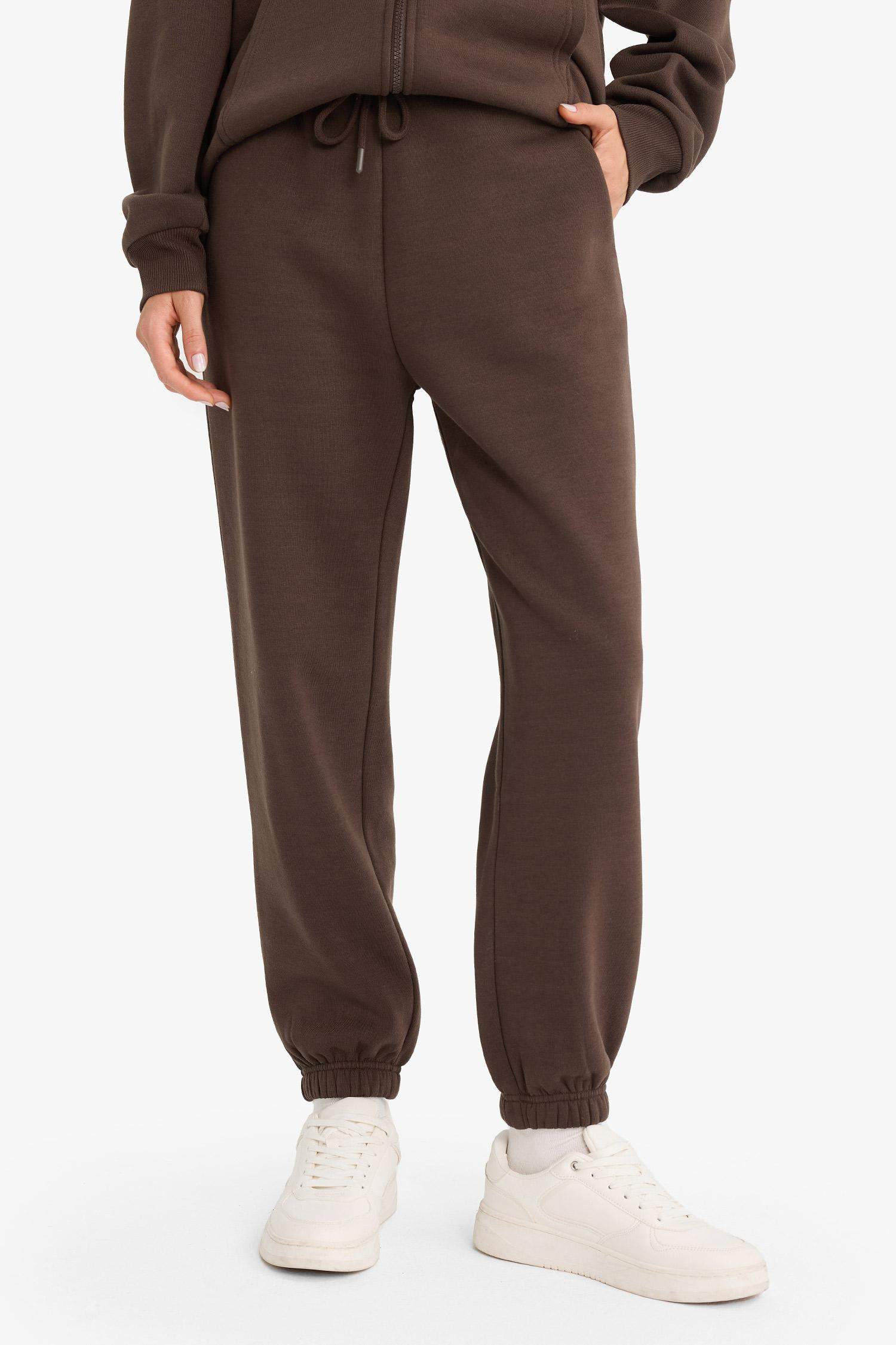 Jogger Fit Elastic Banded Leg Thick Fabric Trousers