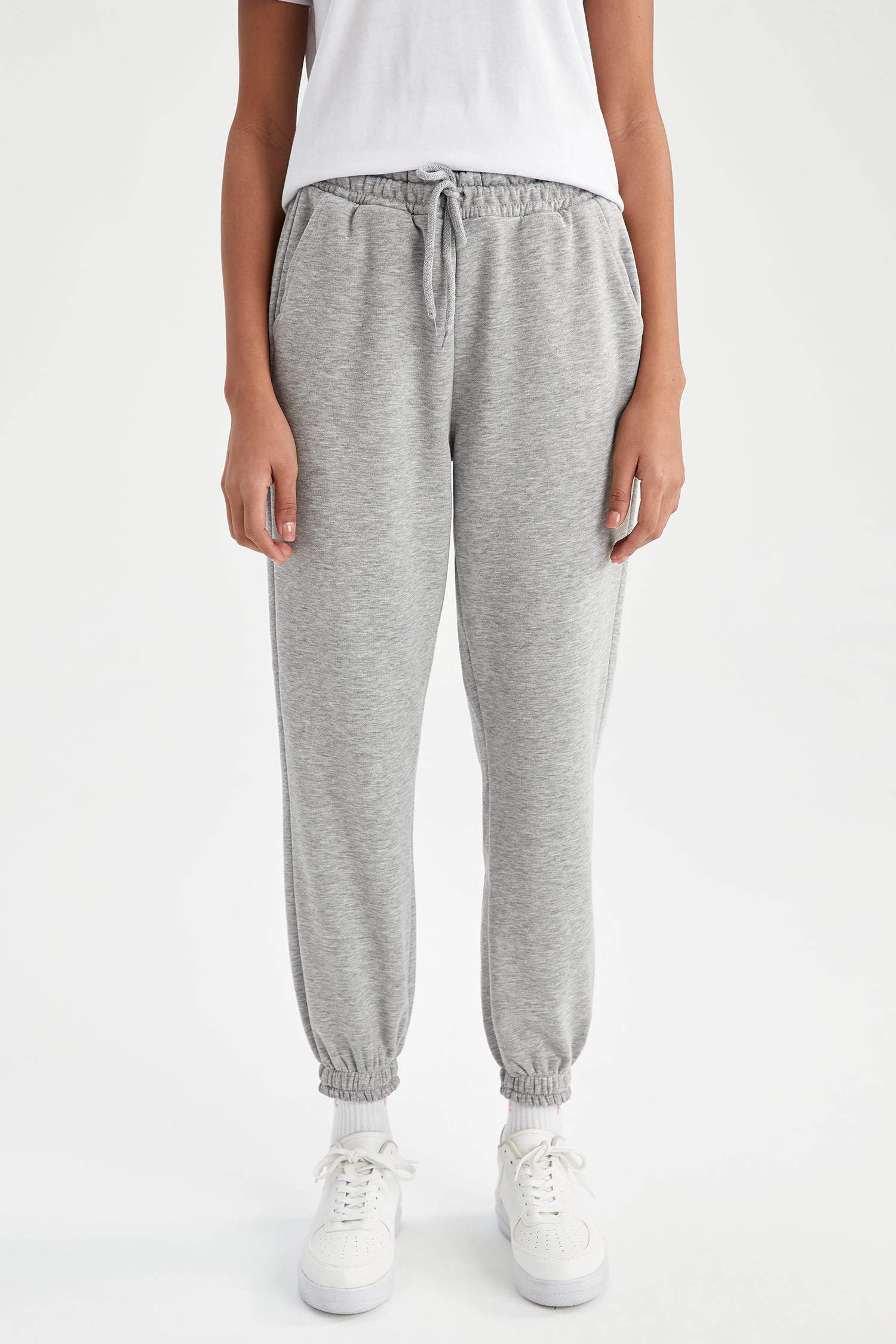 Grey WOMEN Relax Fit Tie Waist Joggers 2436316 | DeFacto