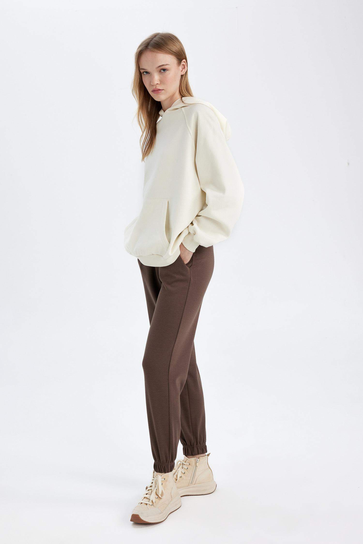 Regular Fit Jogger Eşofman Altı Beli Paçası Lastikli Cepli Uzun Boy