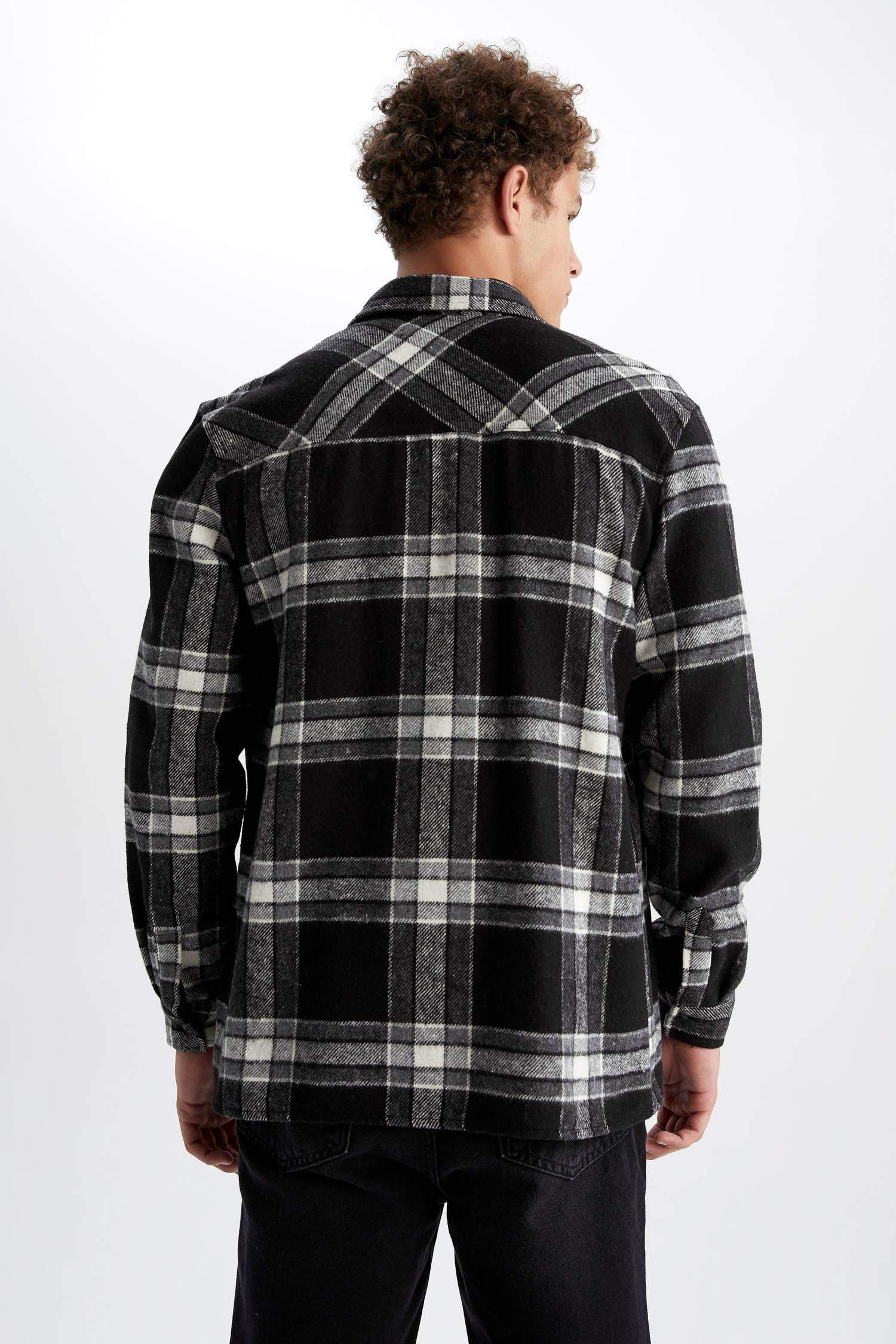 Anthracite MAN Regular Fit Plaid Long Sleeve Shirt 2631525 | DeFacto