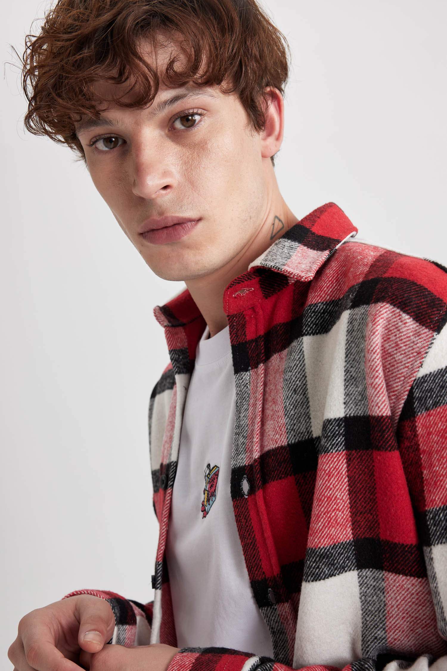 Regular Fit Polo Collar Plaid Lumberjack Flannel Shirt