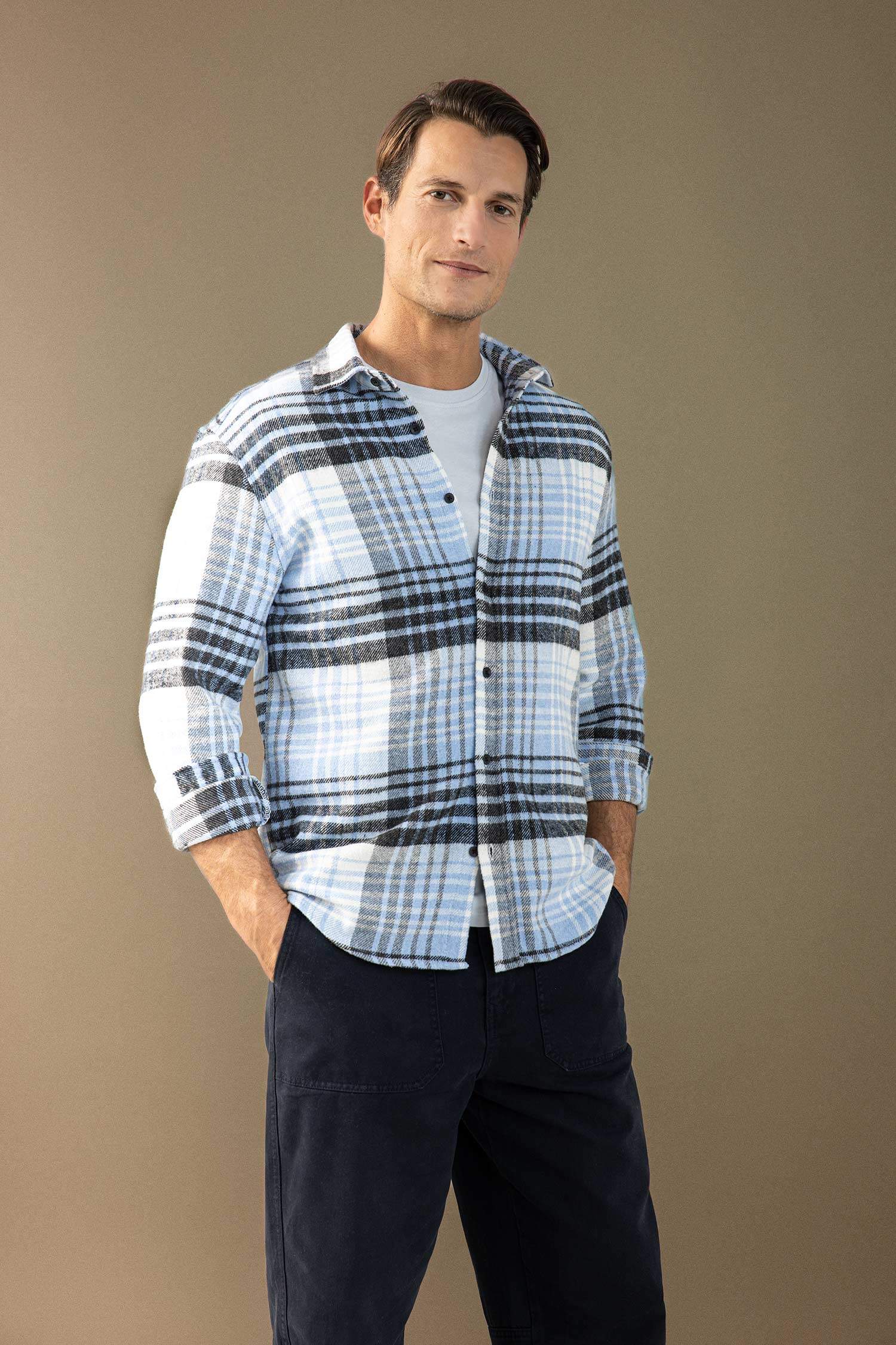 Regular Fit Kareli Oduncu Flanel Uzun Kollu Gömlek