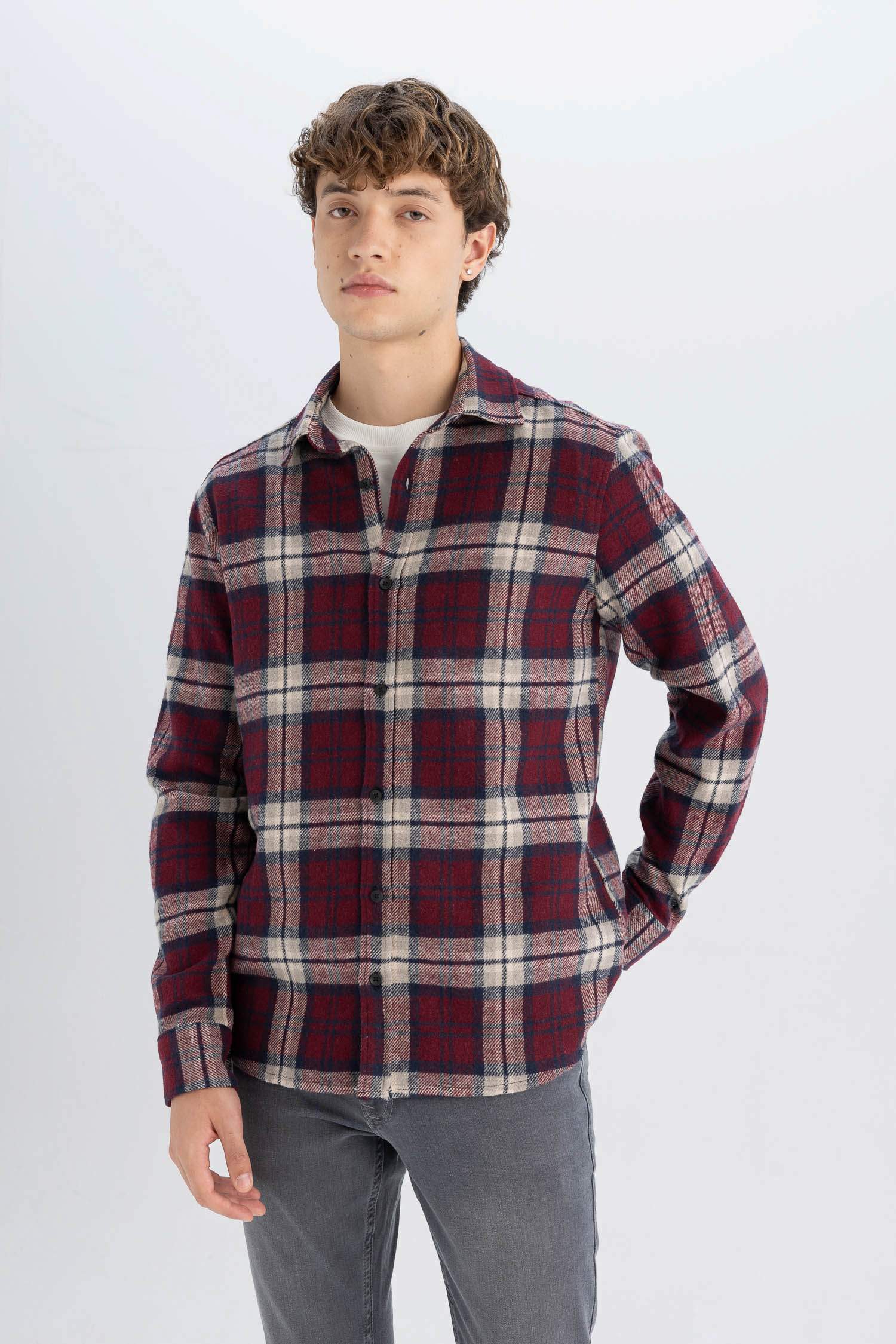 Regular Fit Kareli Oduncu Flanel Uzun Kollu Gömlek