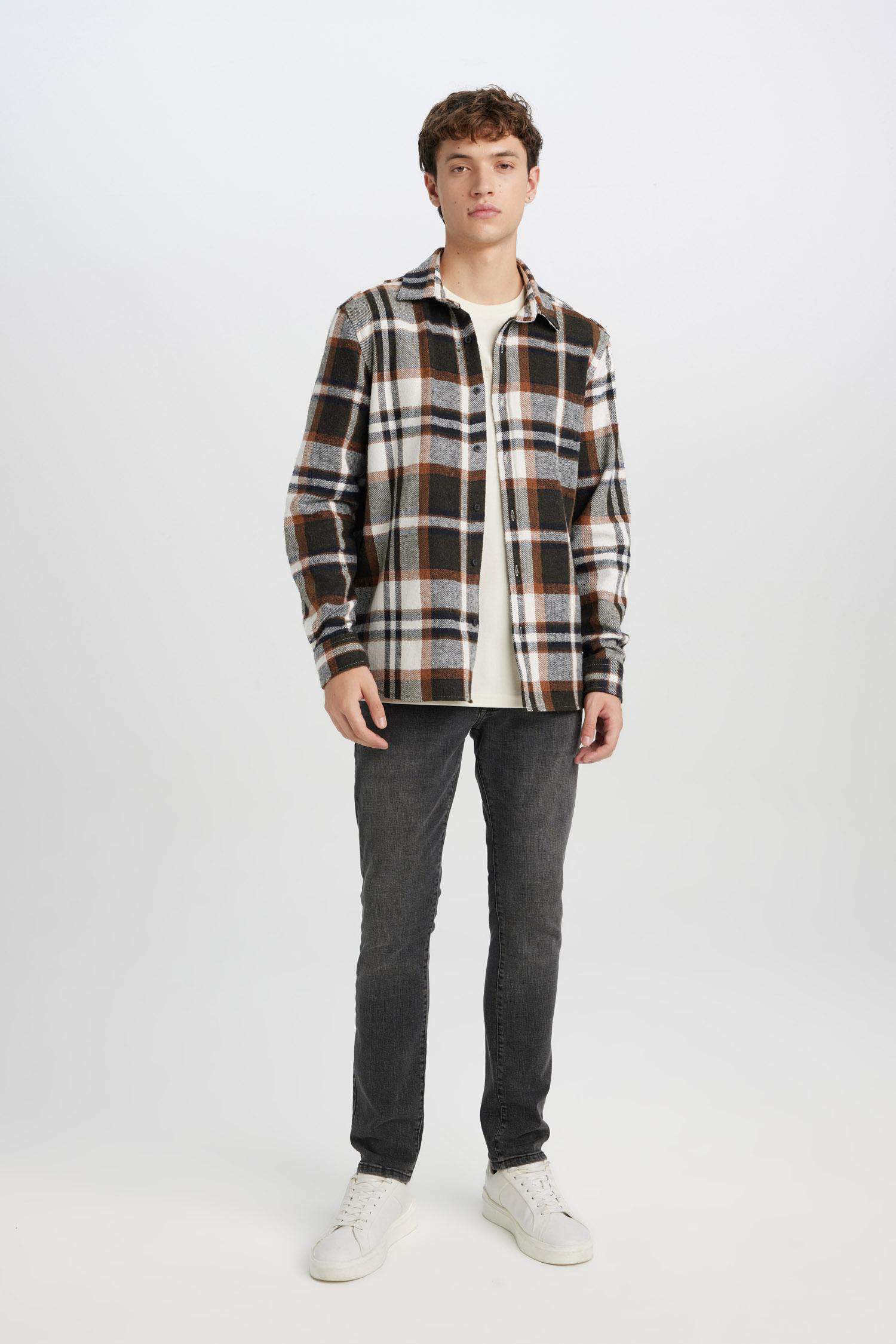 Regular Fit Kareli Oduncu Flanel Uzun Kollu Gömlek