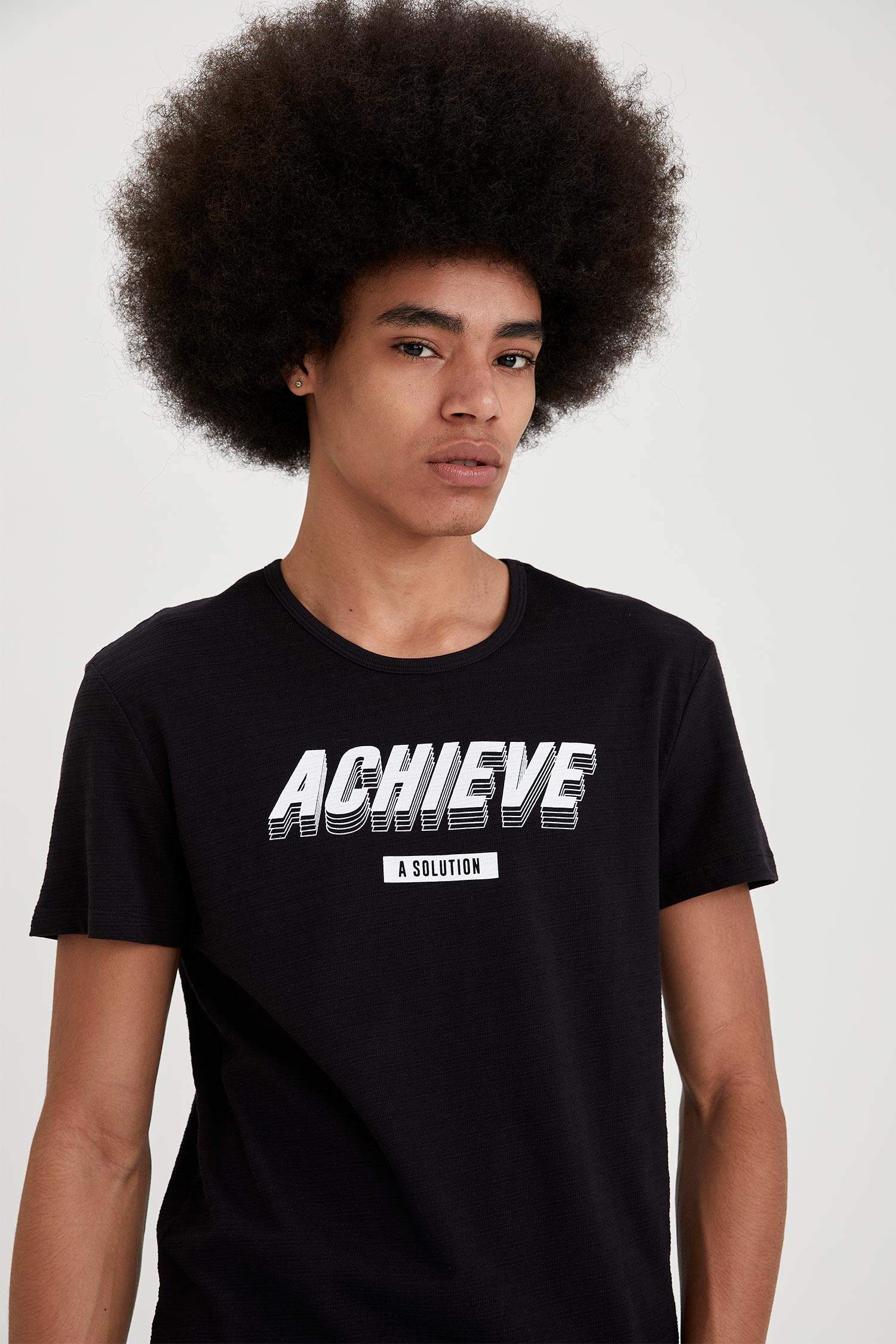 Black Man Achive Printed Slim Fit Cotton T-Shirt 1754499 | DeFacto