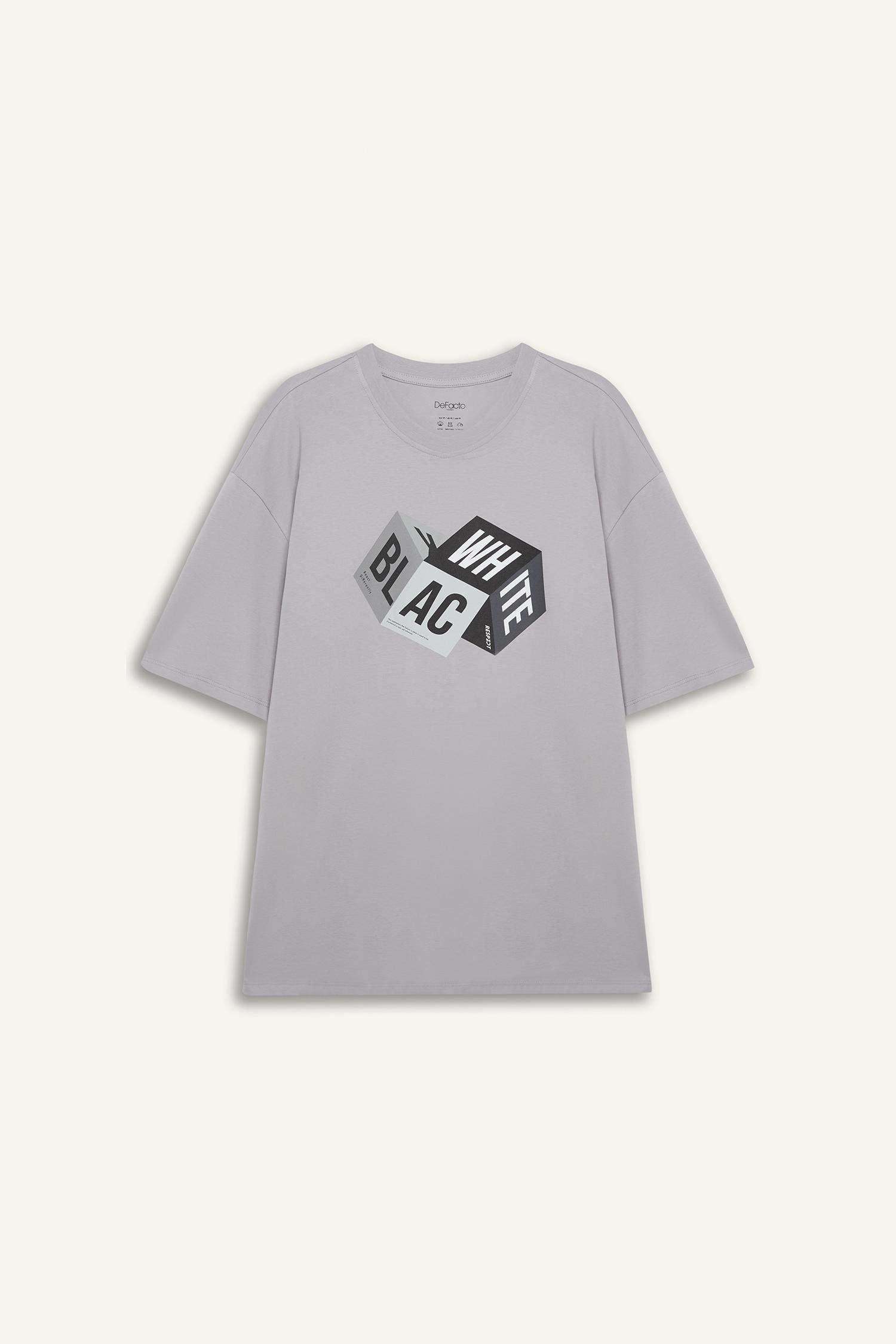 تيشيرت اوفر سايز مطبوع برقبة مستديرة