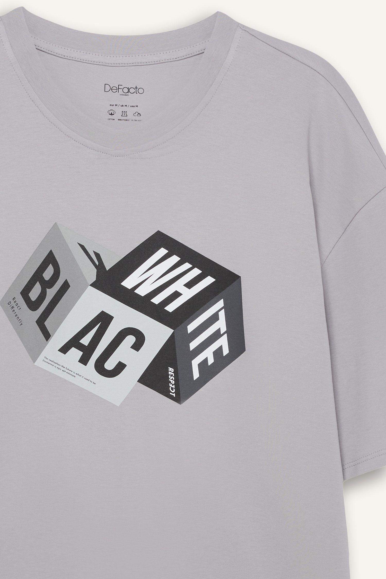 تيشيرت اوفر سايز مطبوع برقبة مستديرة