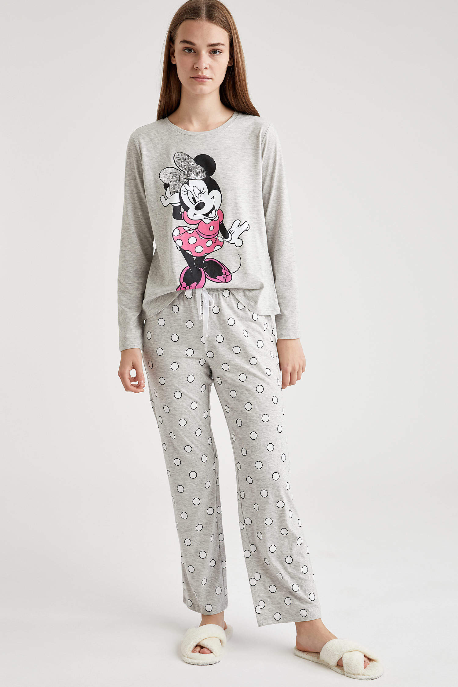 Defacto Mickey Mouse Lisanslı Relax Fit Uzun Kollu Pijama Takımı. 3