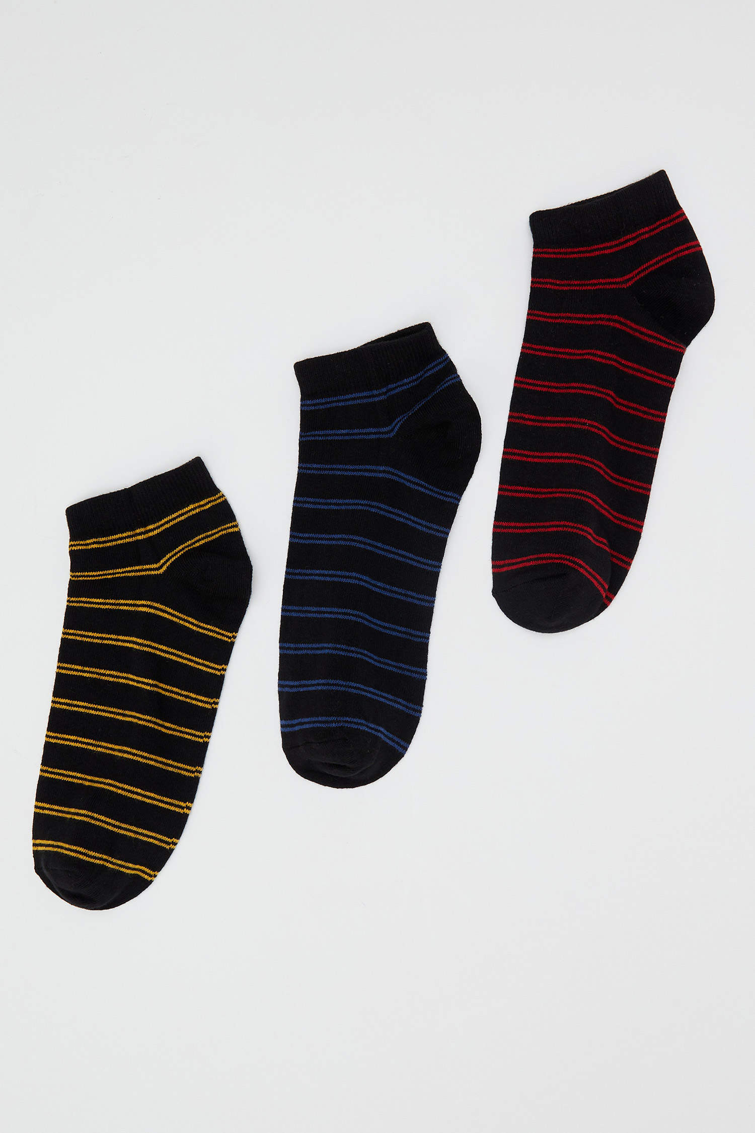 Black MAN 3 Pack Long Striped Socks 1556404 | DeFacto