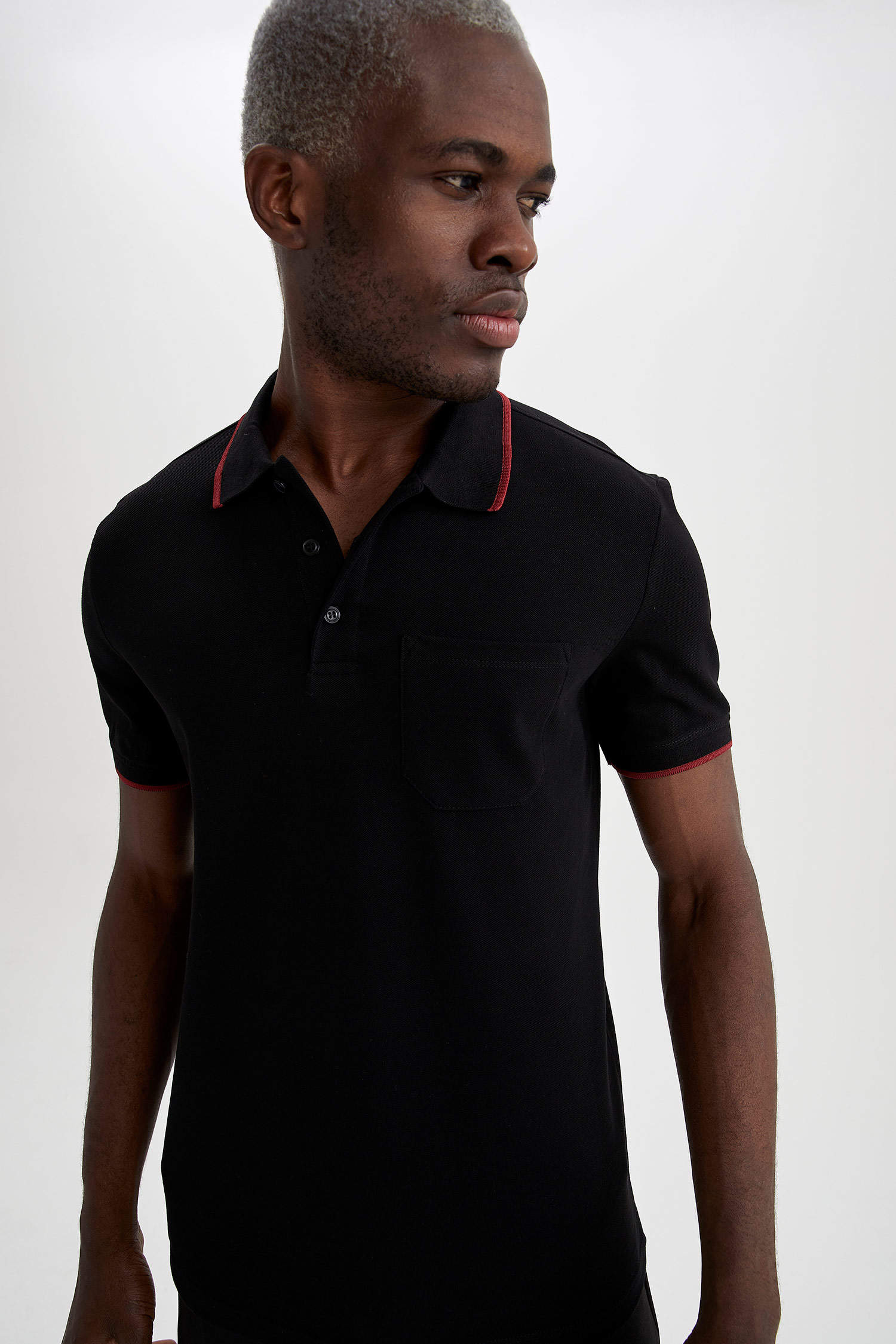 Black Man Slim Fit Polo T-Shirt 1902767 | DeFacto
