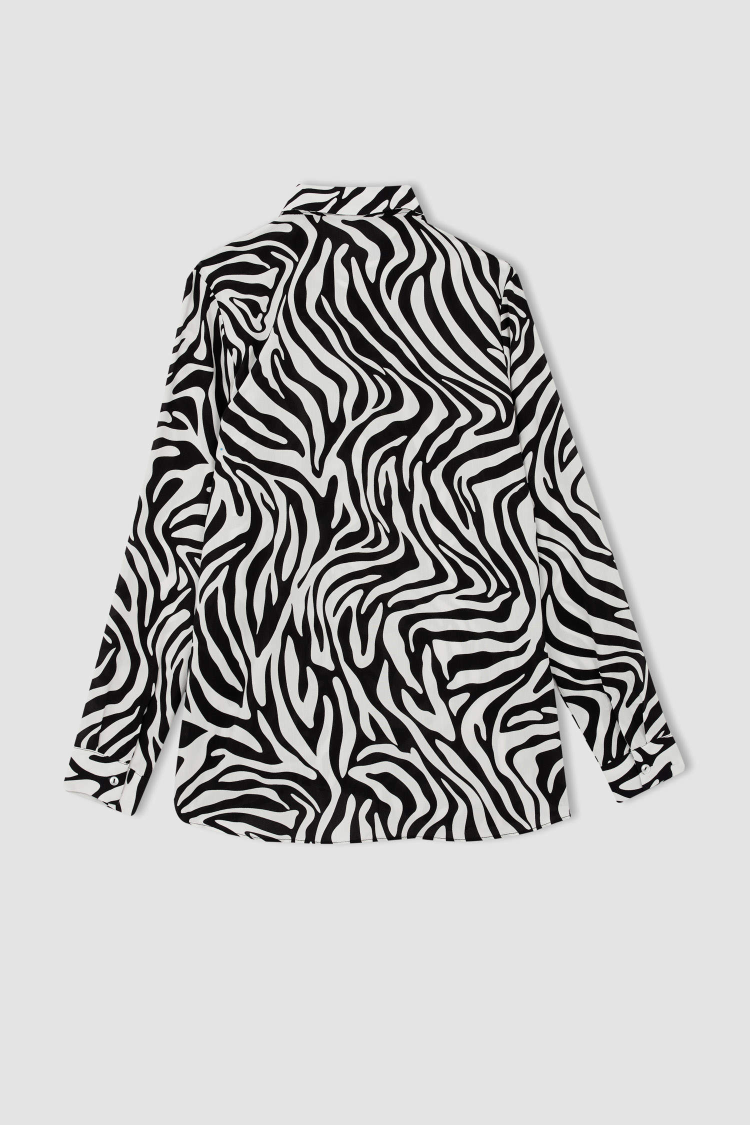 Defacto Regular Fit Gömlek Yaka Zebra Desenli Uzun Kollu Tunik. 10