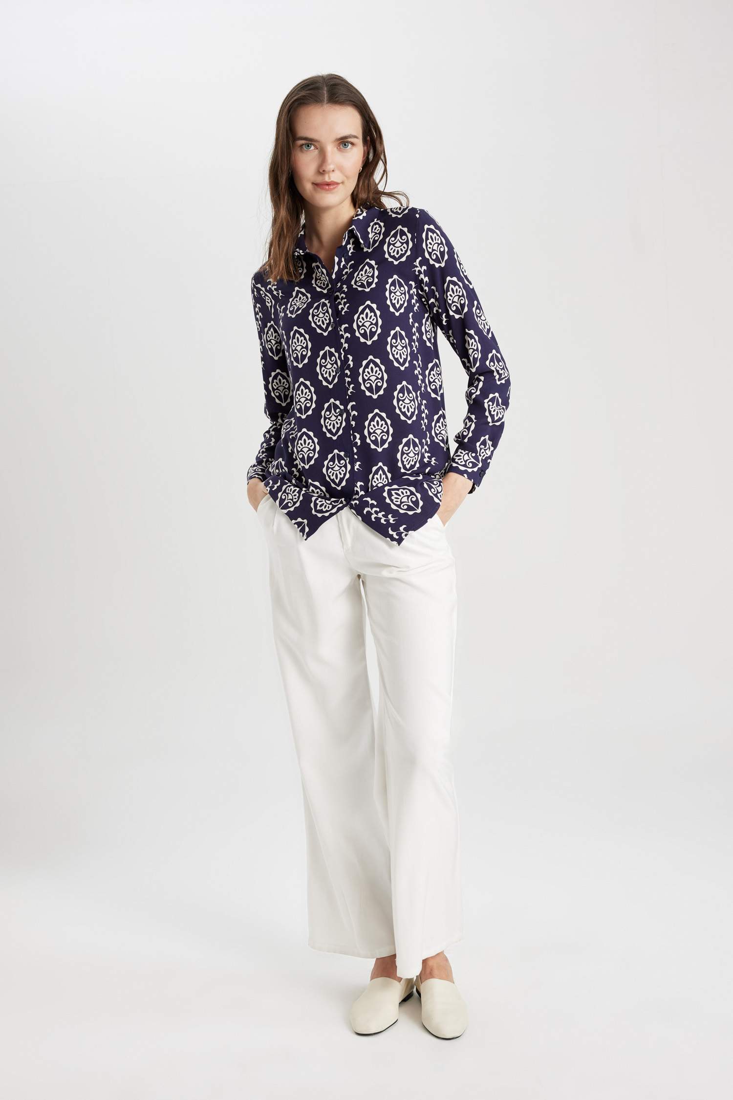 жейде мойыны Ұзын Жеңді Туника