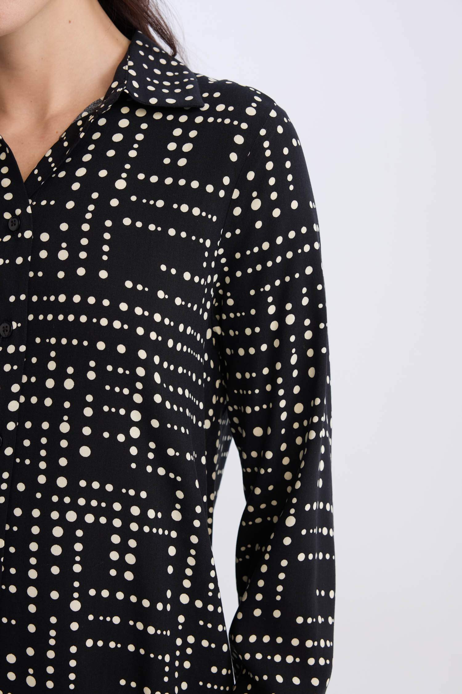 Loose Fit Desenli Uzun Kollu Gömlek Tunik