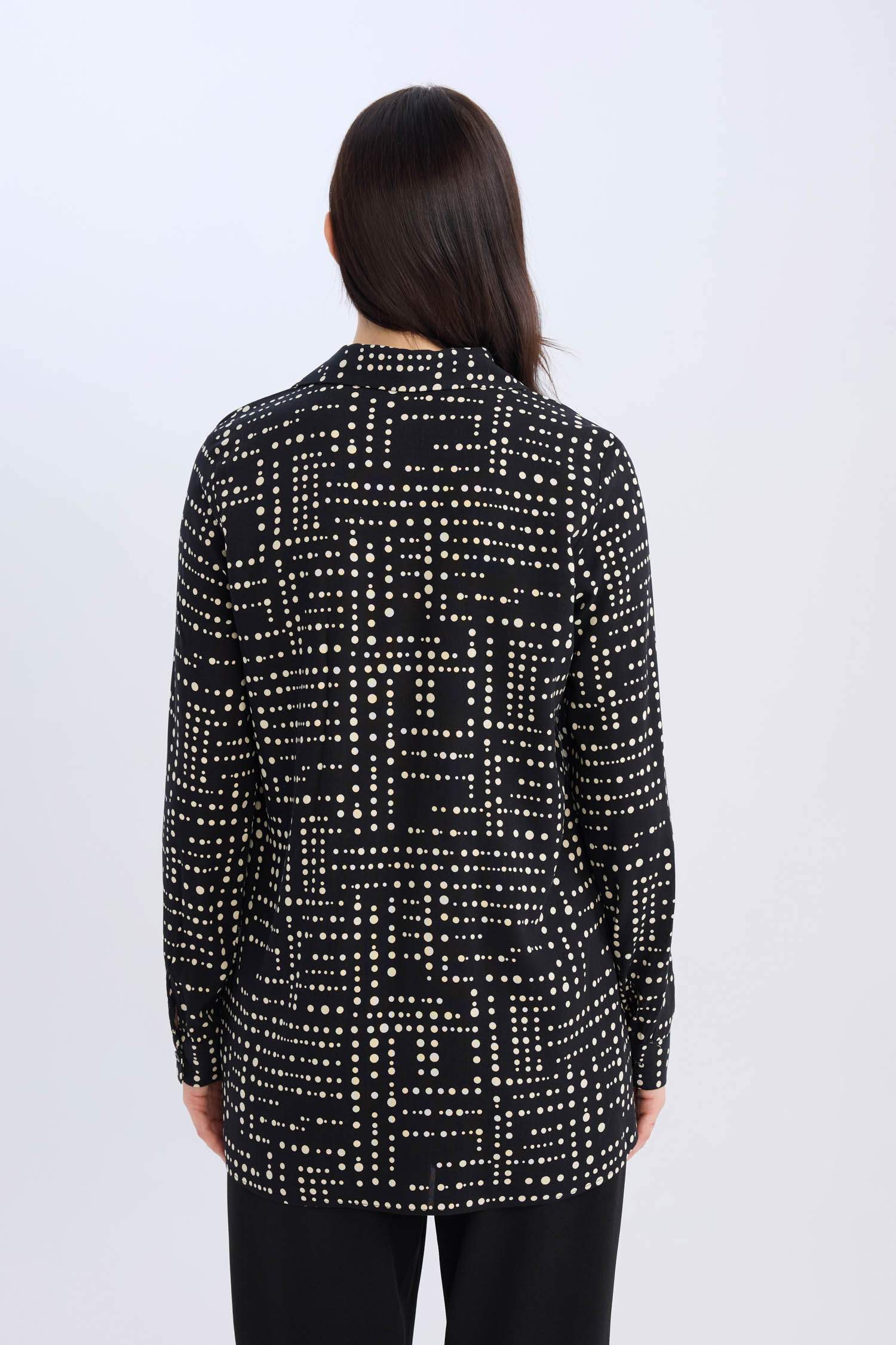 Loose Fit Desenli Uzun Kollu Gömlek Tunik