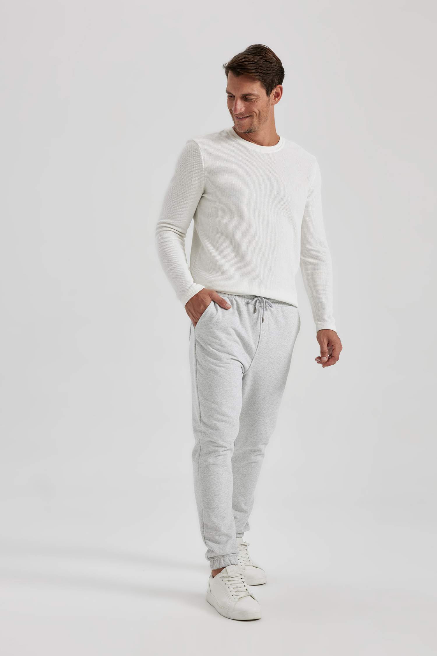 بنطلون بجامة رياضي محبوك سليم فيت برجل مطاطي