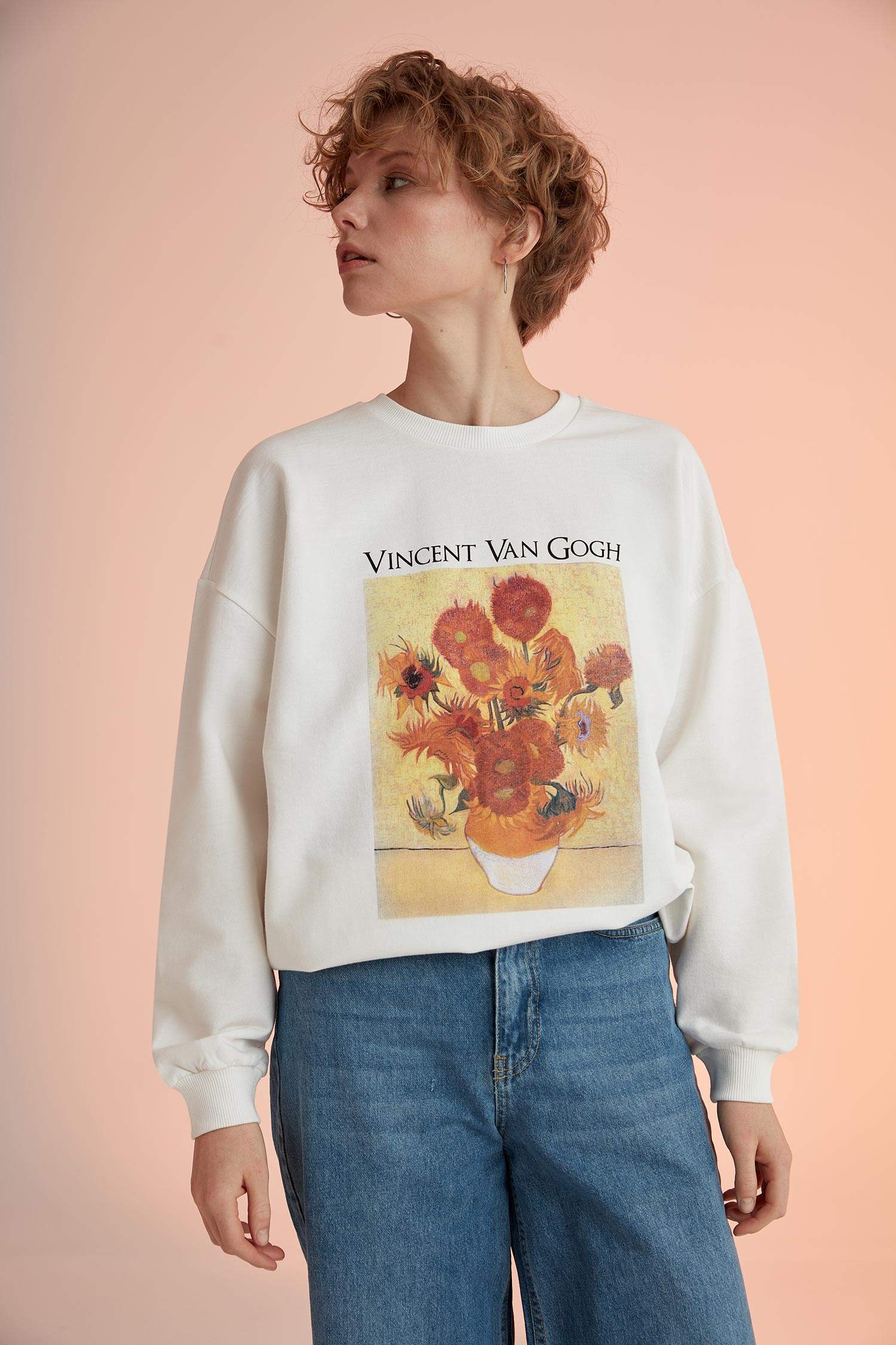 Defacto Vincent van Gogh Lisanslı Relax Fit Sweatshirt. 1