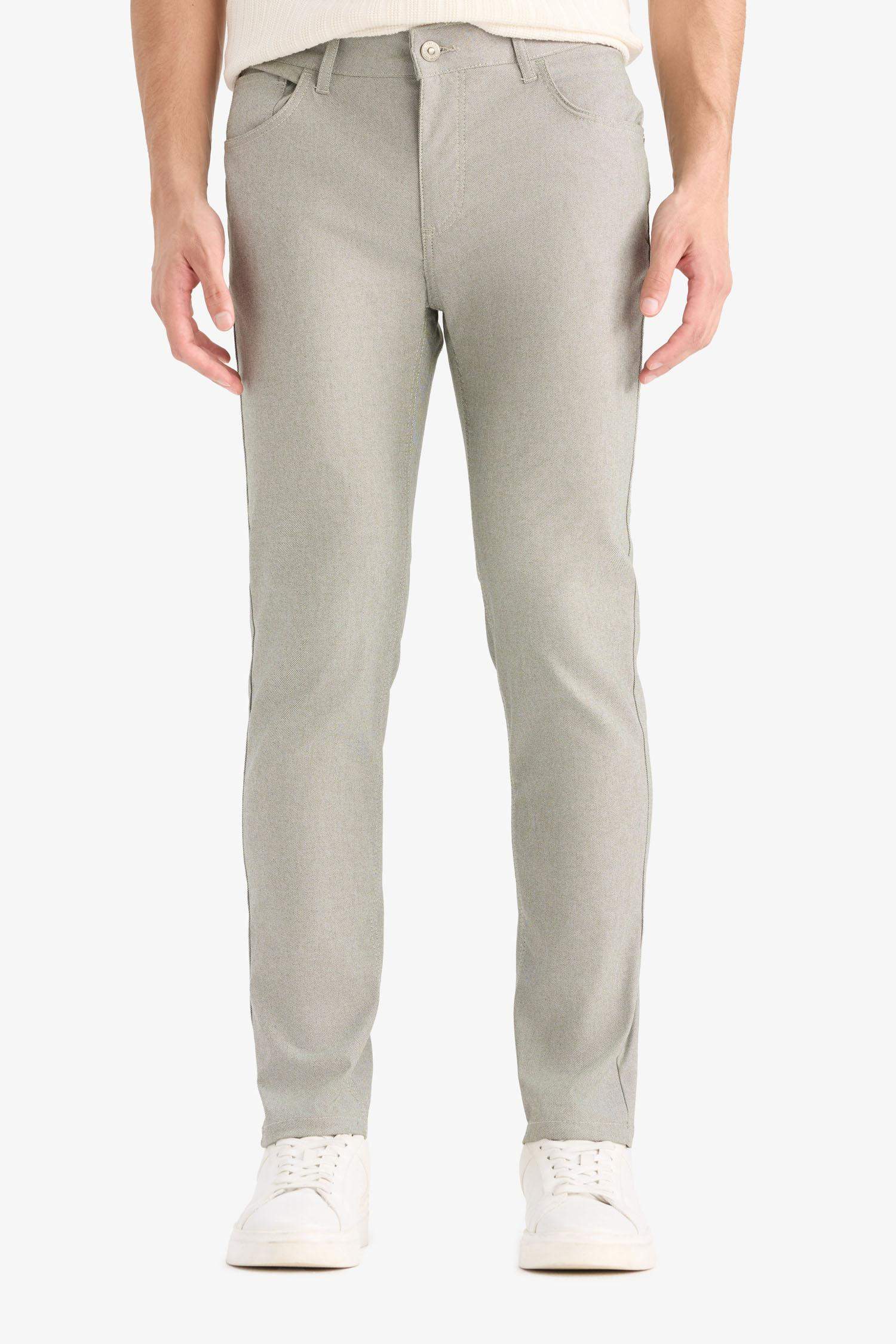 Yazlık Chino Kanvas Dokulu Pantolon Slim Fit Dar Kesim Cepli Dar Paça