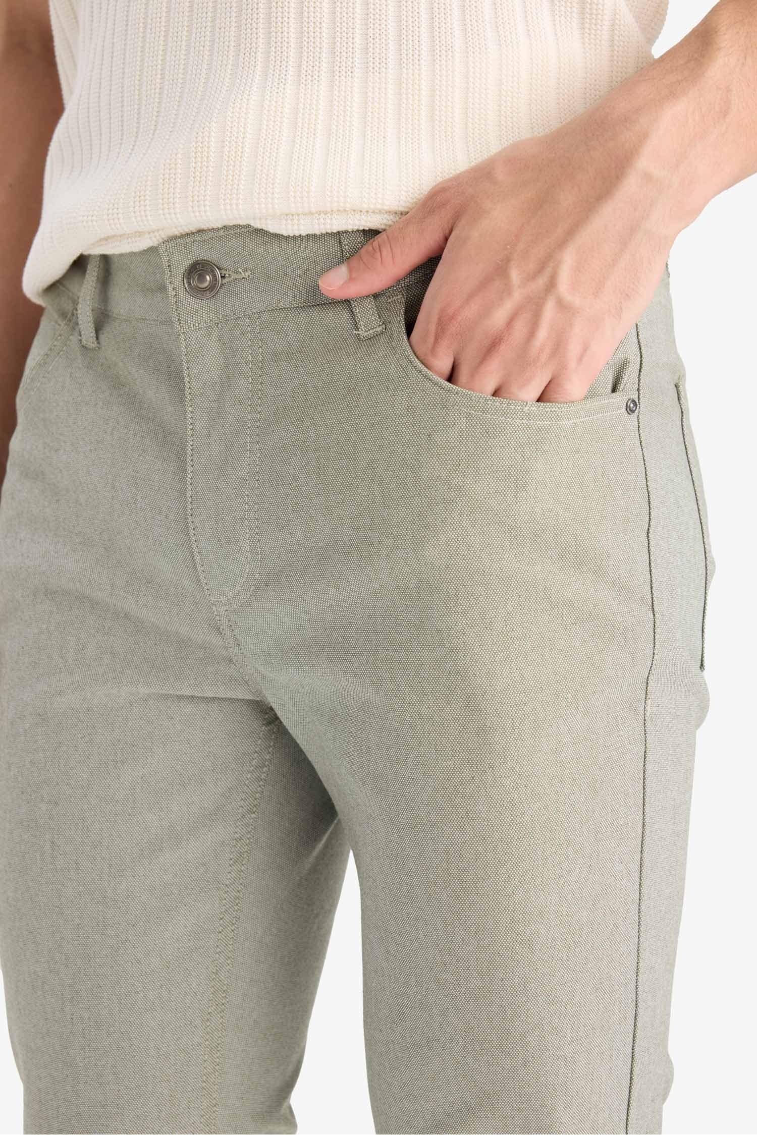 Yazlık Chino Kanvas Dokulu Pantolon Slim Fit Dar Kesim Cepli Dar Paça
