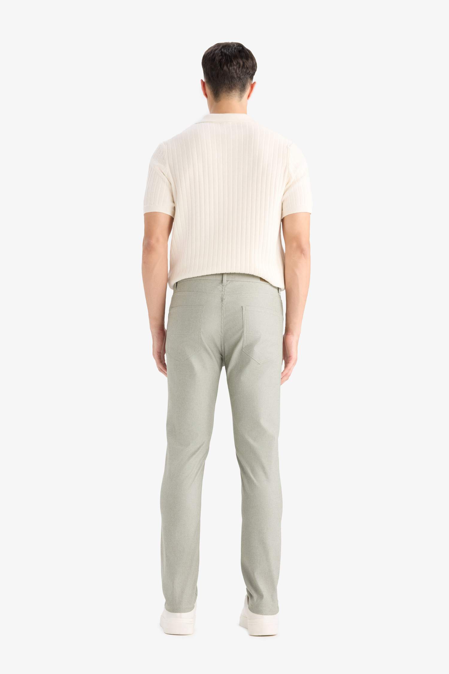 Yazlık Chino Kanvas Dokulu Pantolon Slim Fit Dar Kesim Cepli Dar Paça