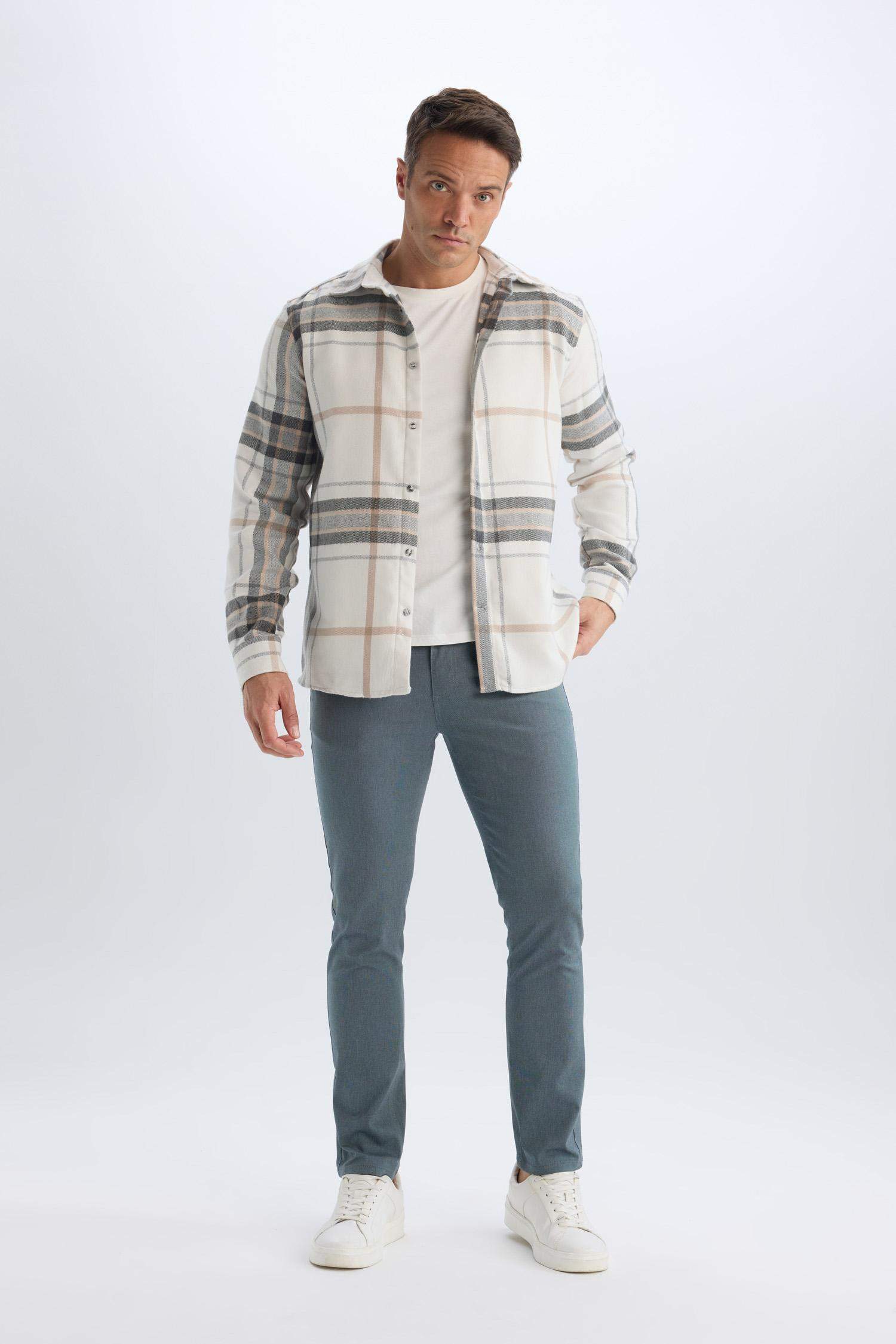 Yazlık Chino Kanvas Dokulu Pantolon Slim Fit Dar Kesim Cepli Dar Paça