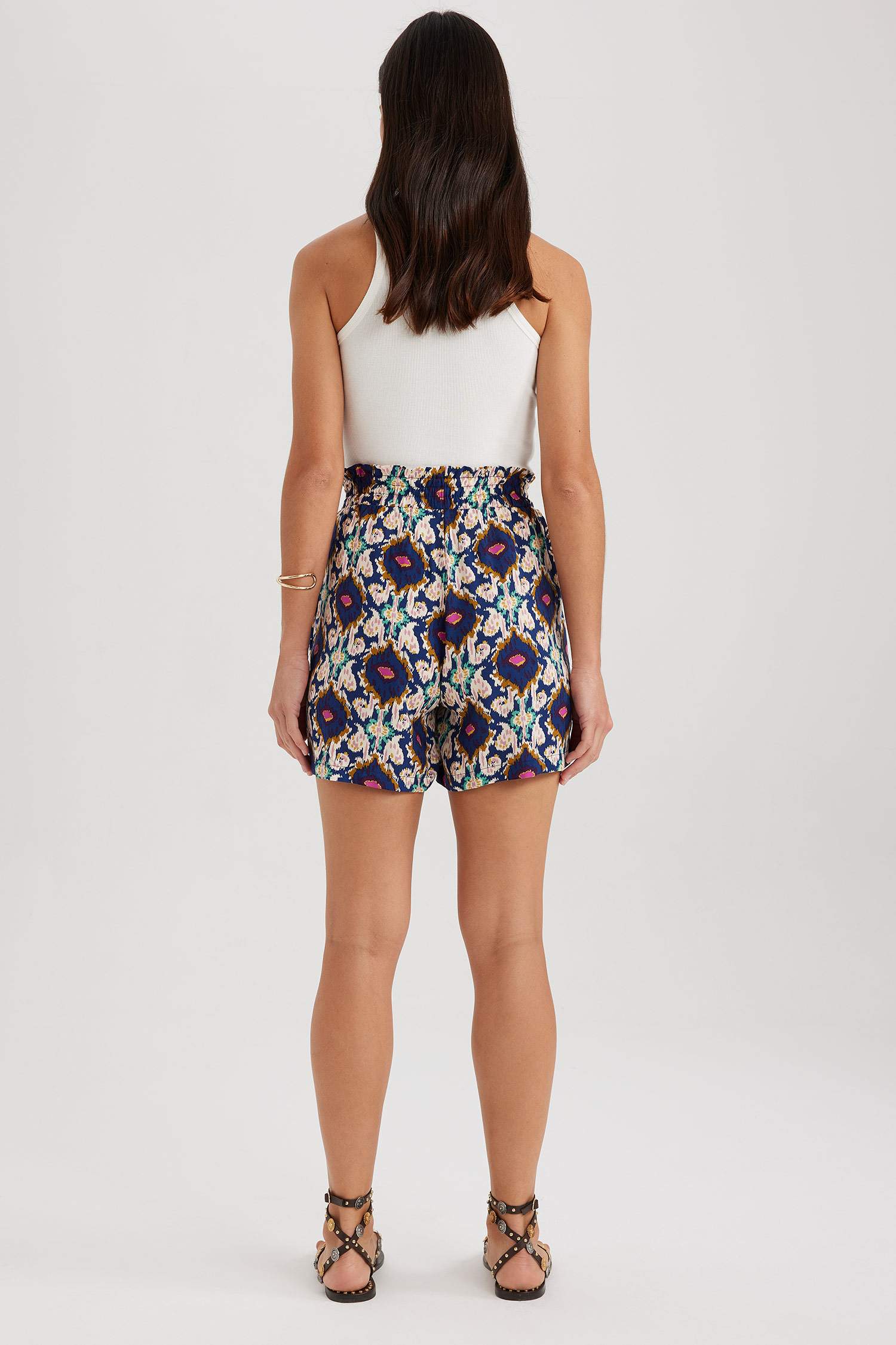 Paperbag Fit Viscose Paperbag Waist Short Leg Shorts