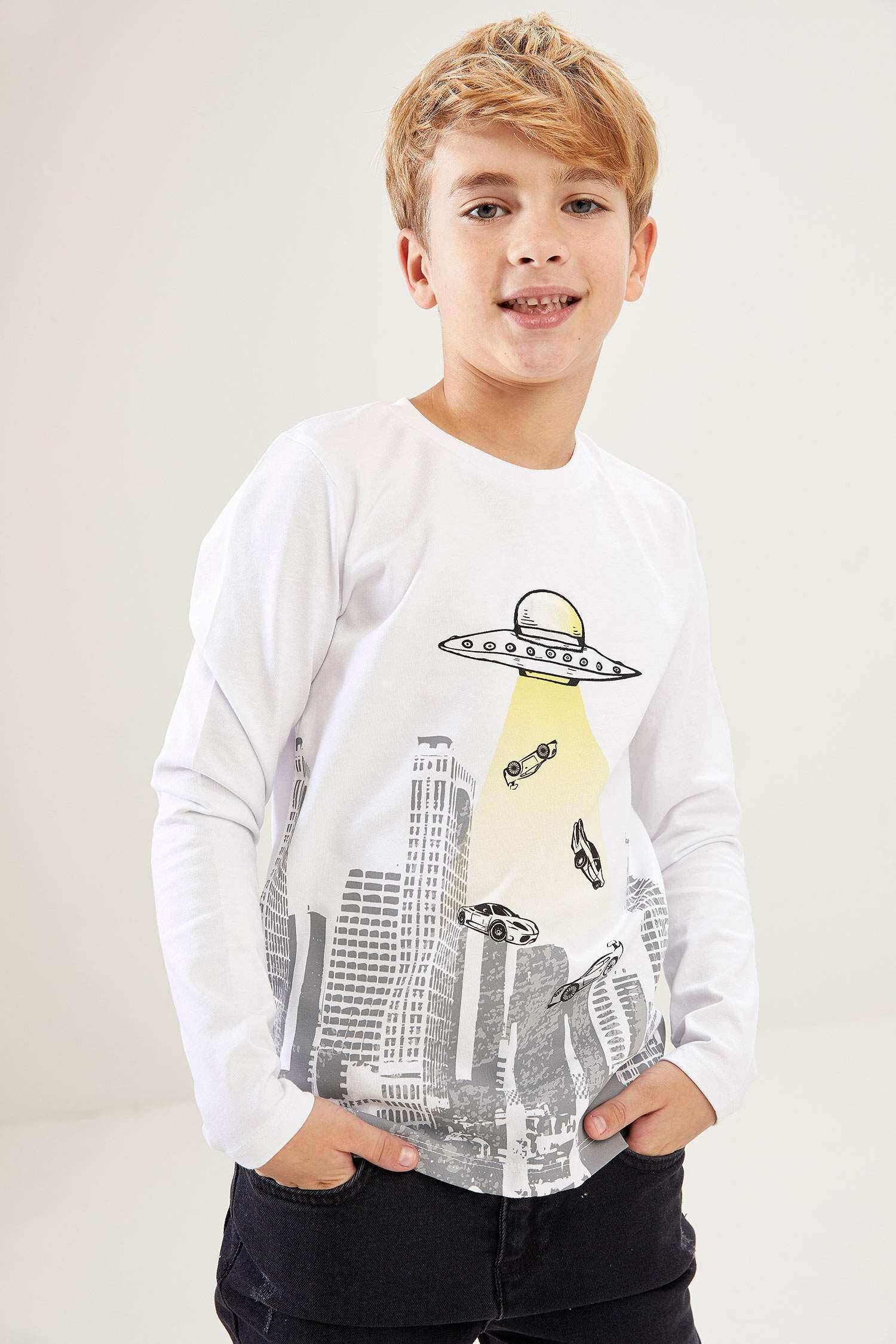 Boys Long Sleeve Football Graphic Tee