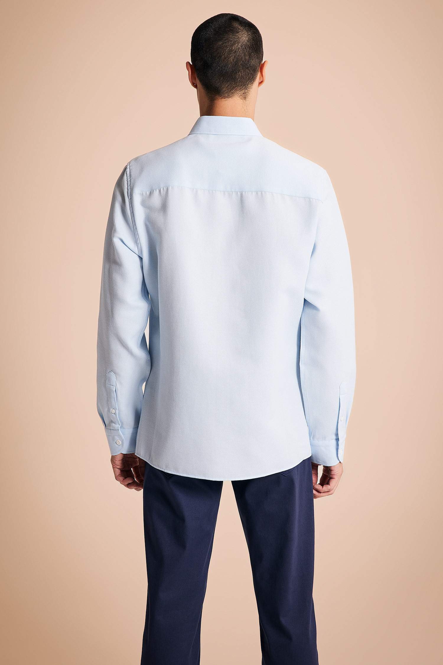 түймелі поло жағасы Ұзын жеңді көйлек