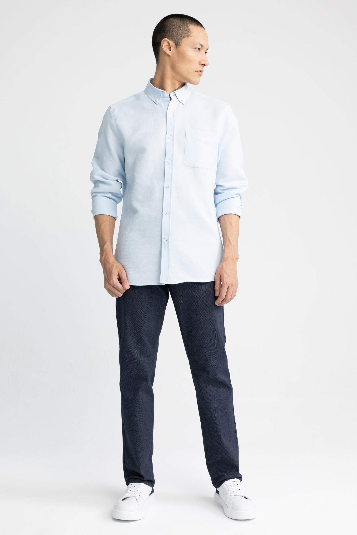 түймелі поло жағасы Ұзын жеңді көйлек