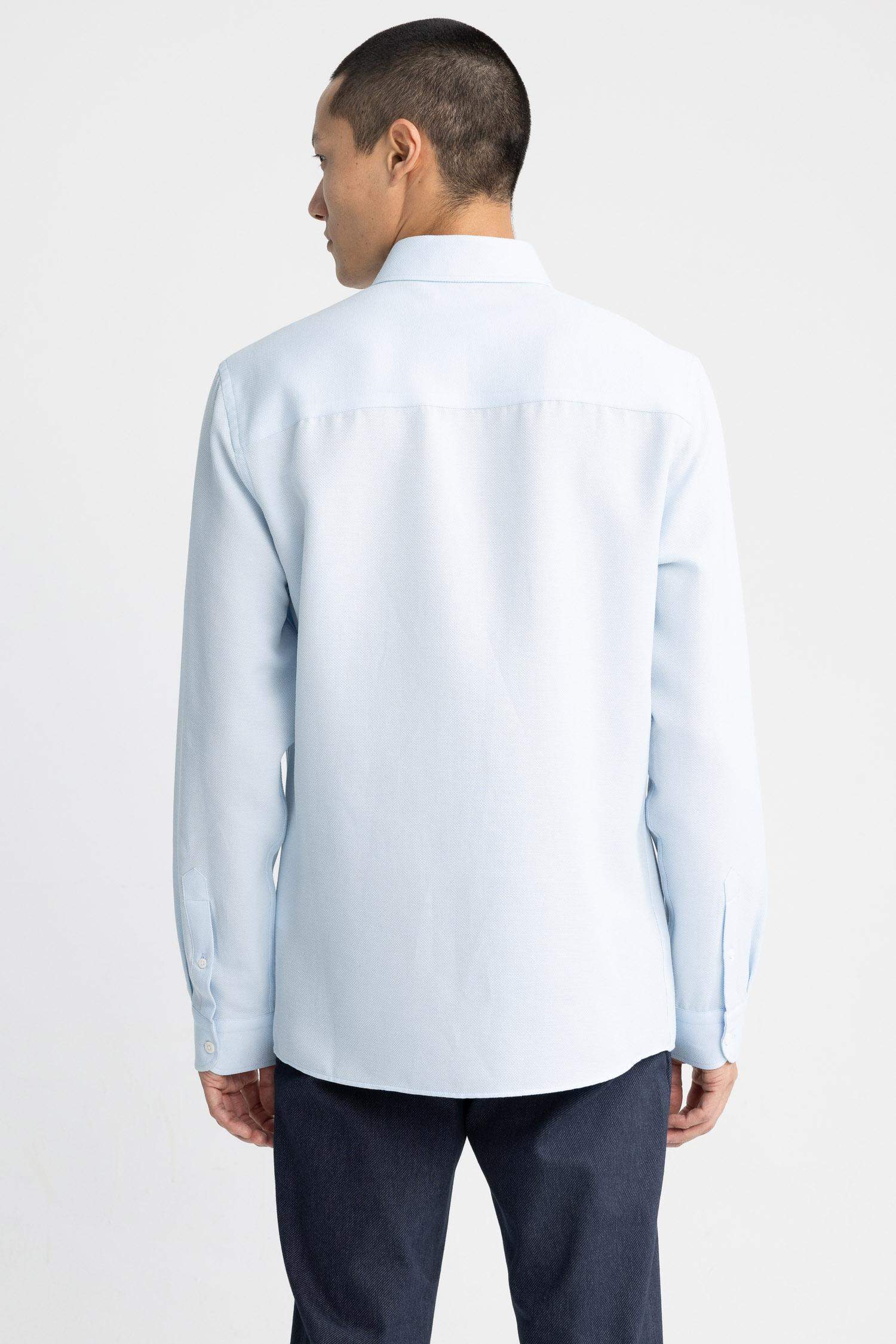 түймелі поло жағасы Ұзын жеңді көйлек