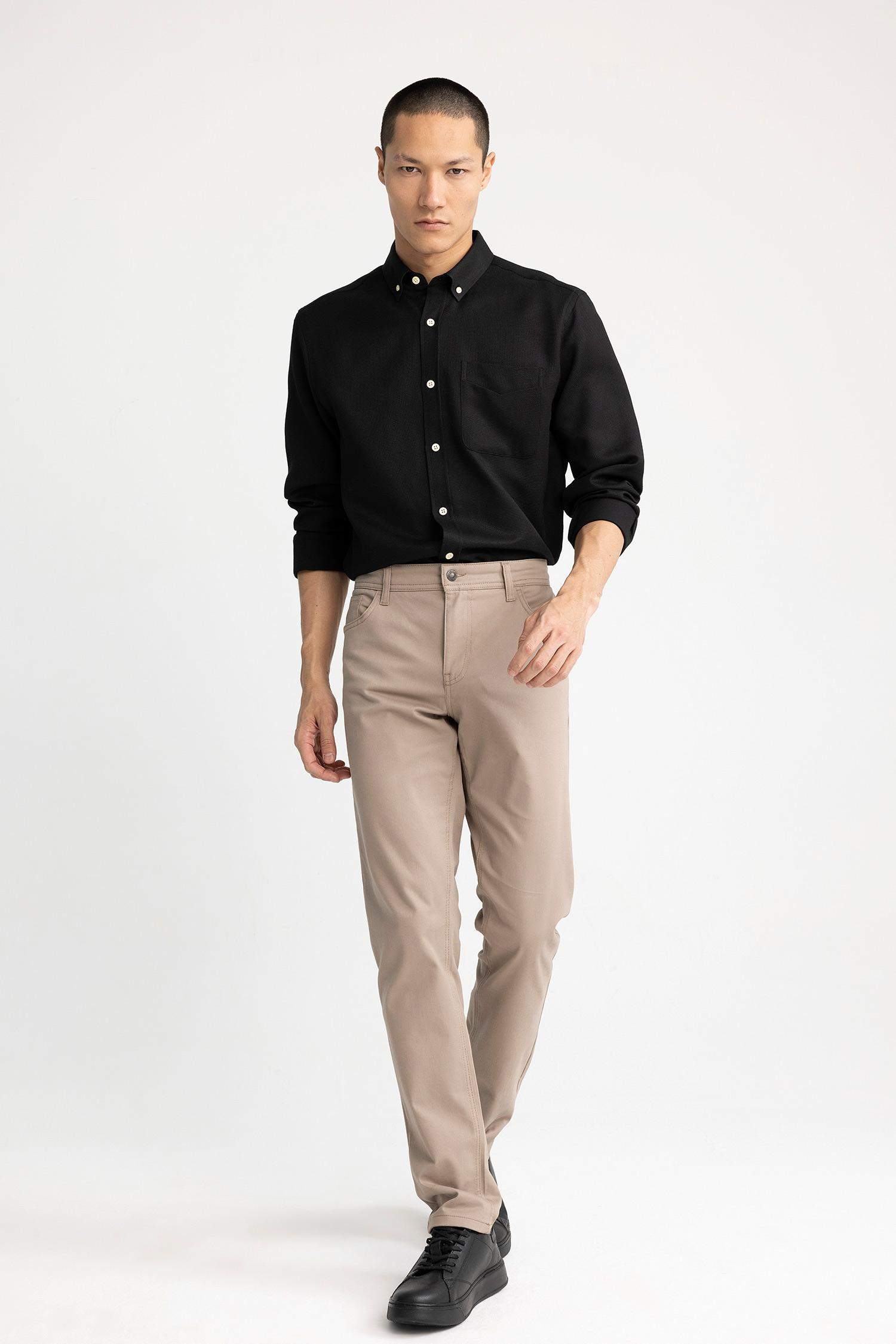 түймелі поло жағасы Ұзын жеңді көйлек