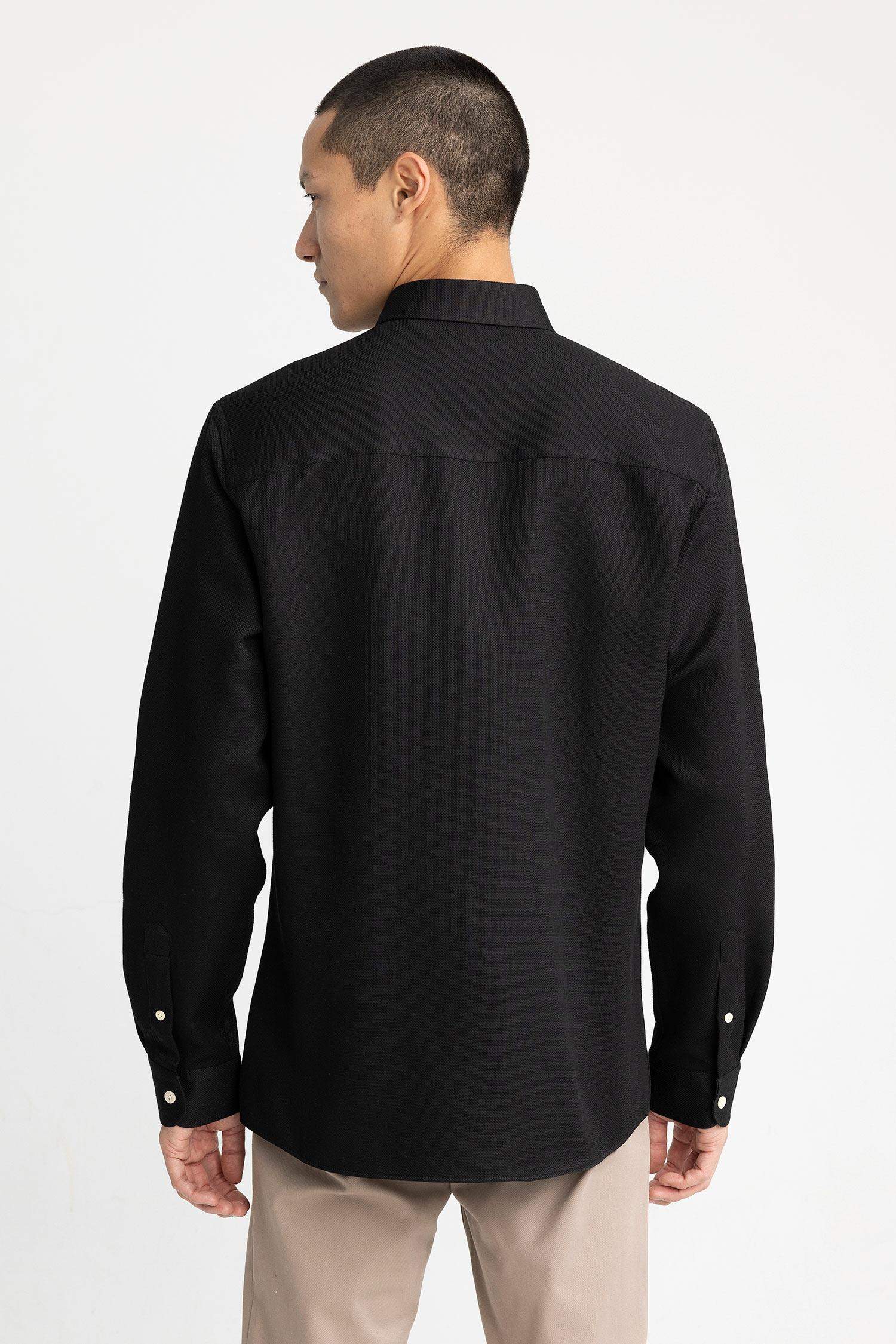 түймелі поло жағасы Ұзын жеңді көйлек