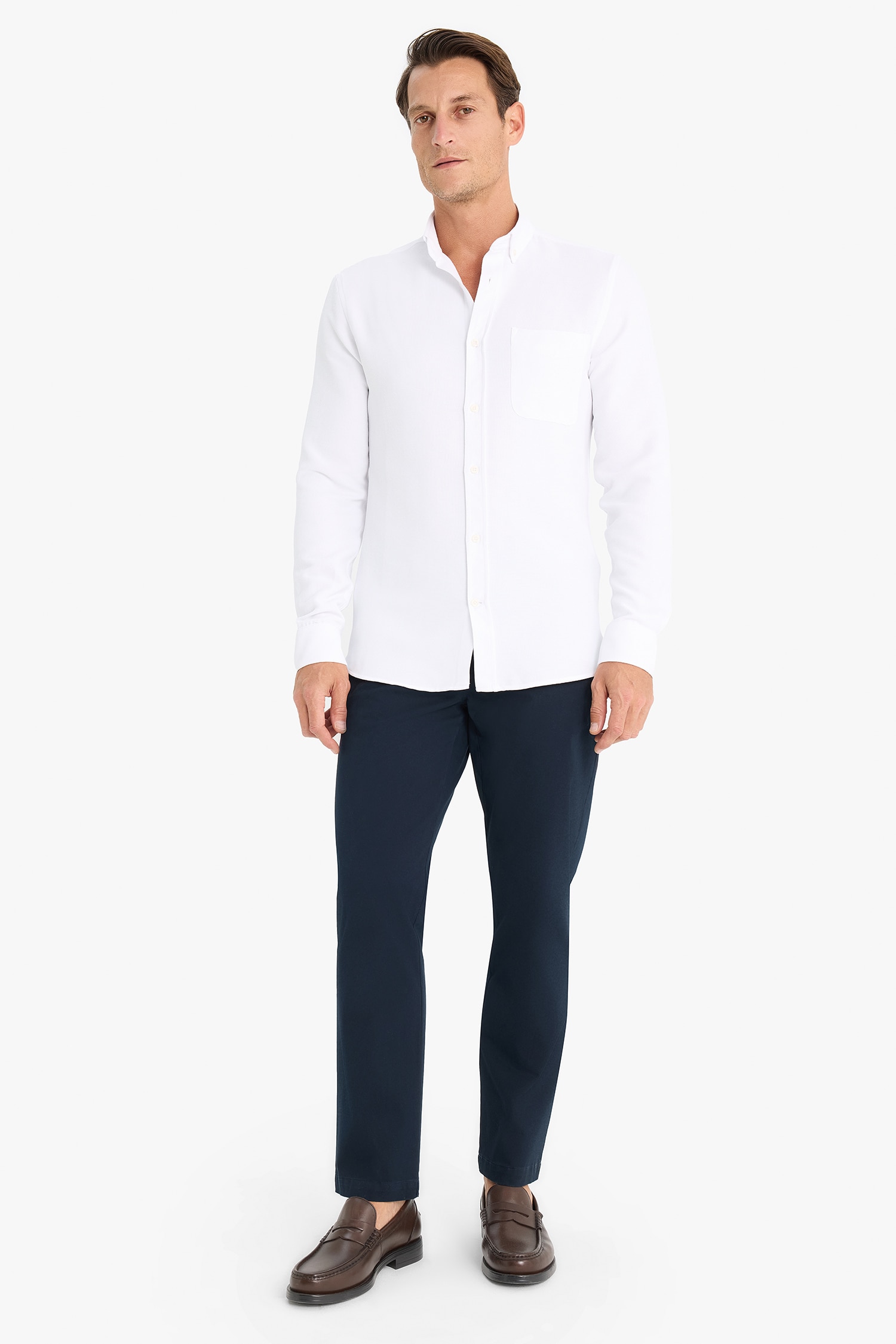 DeFacto Slim Fit Polo Yaka Uzun Kollu Gömlek görsel 2
