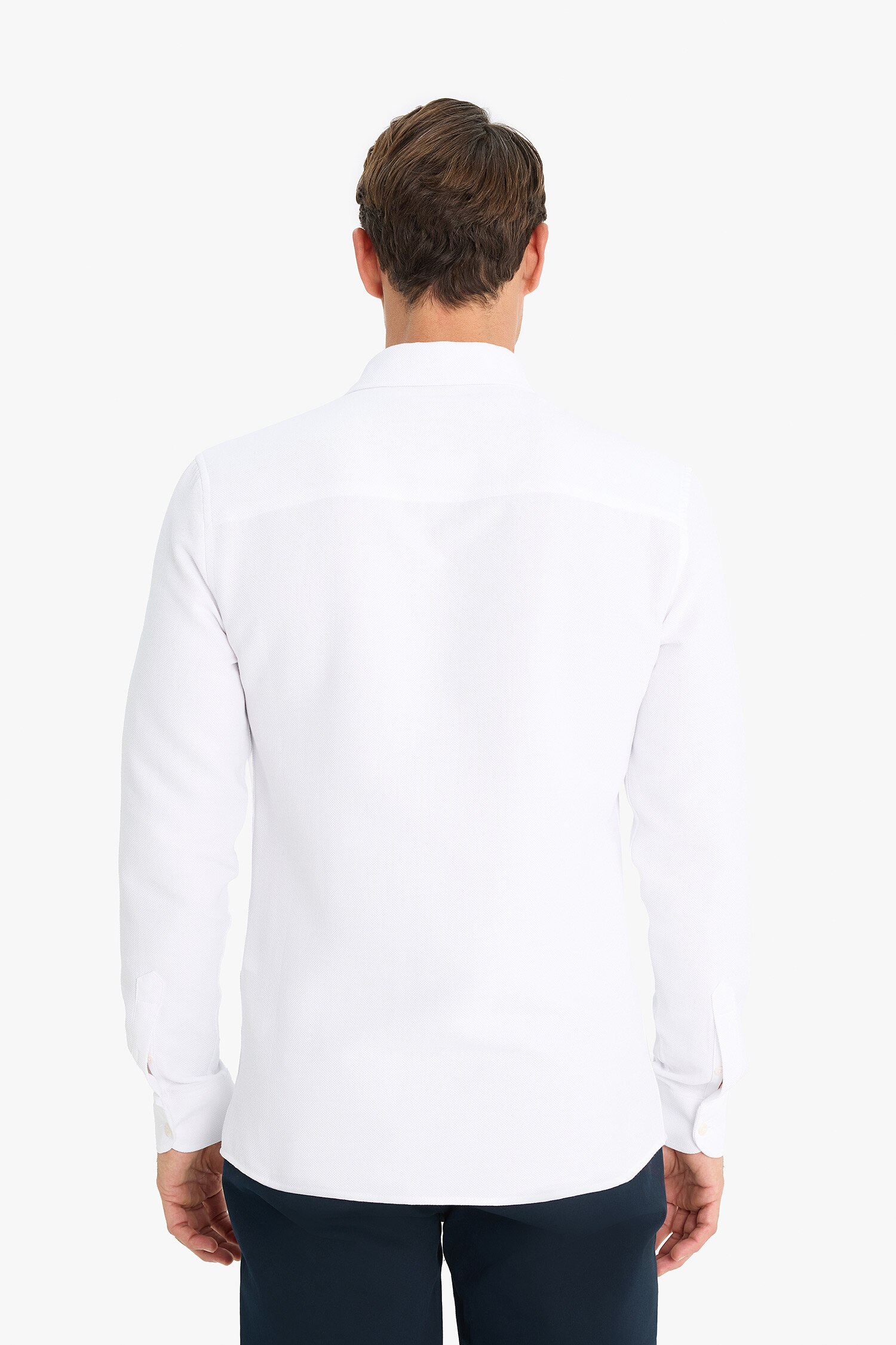 DeFacto Slim Fit Polo Yaka Uzun Kollu Gömlek görsel 6