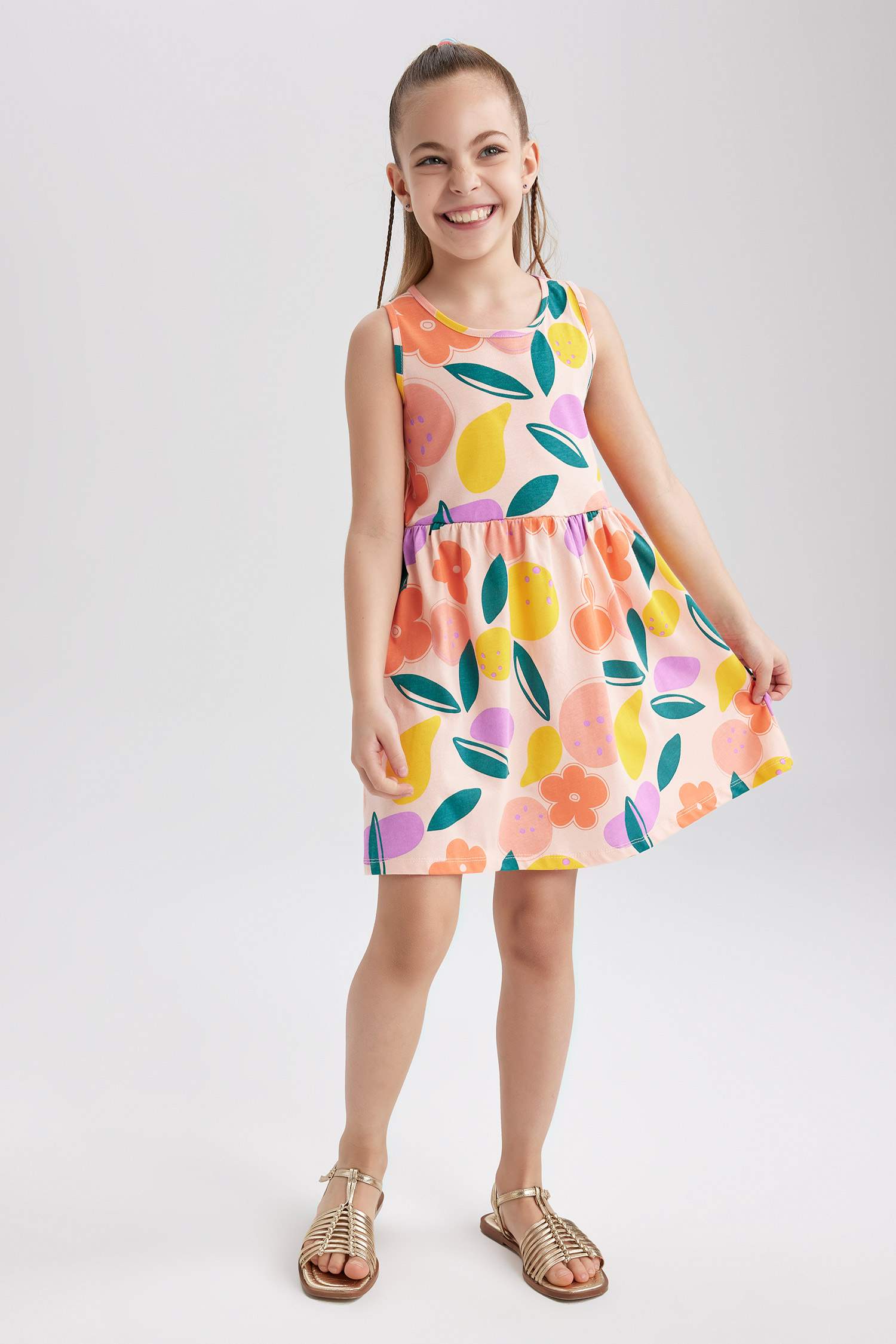 Girl Patterned Sleeveless Dress