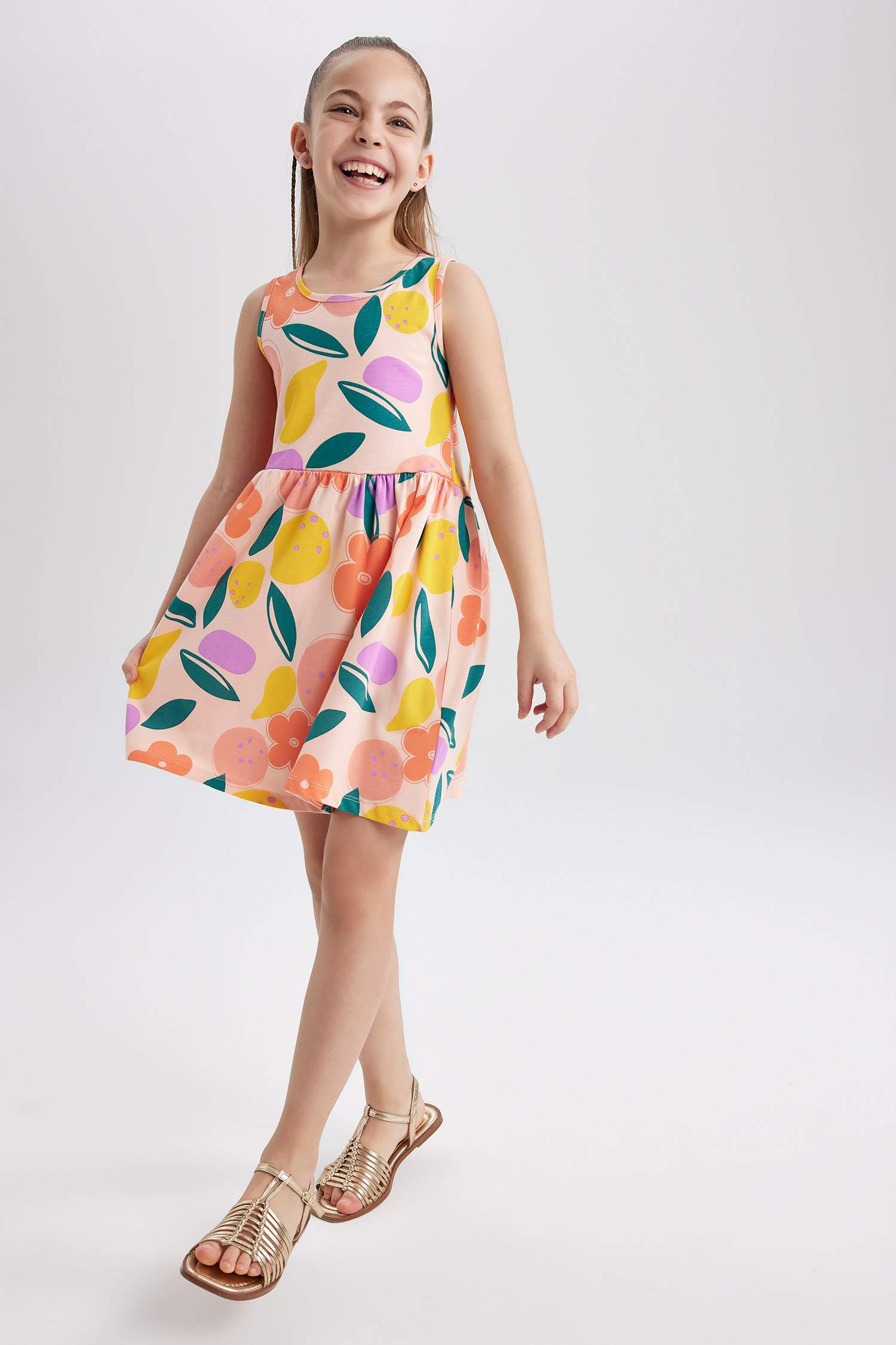 Girl Patterned Sleeveless Dress