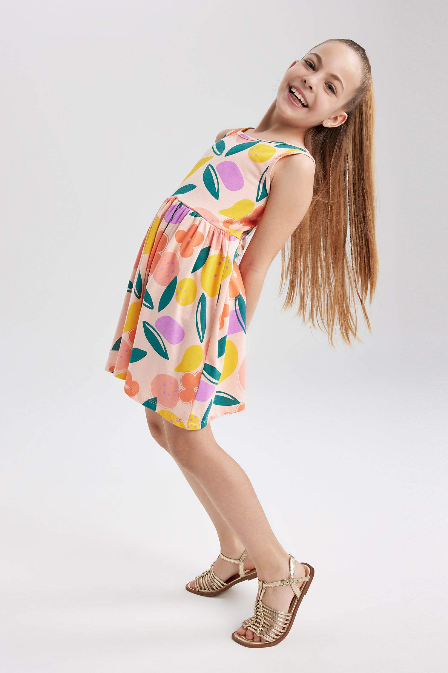 Girl Patterned Sleeveless Dress
