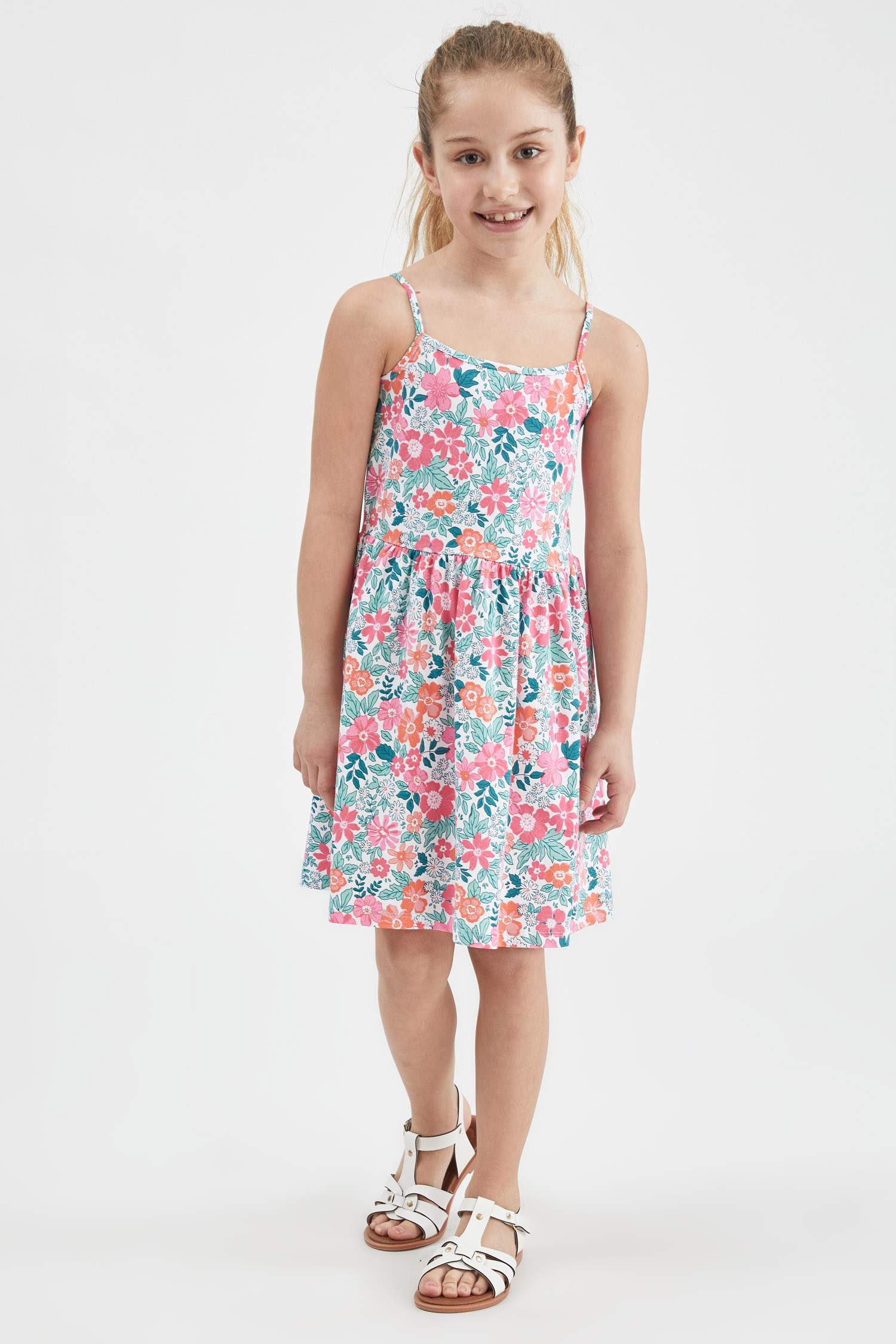 White GIRLS & TEENS Girl Regular Fit Knitted Floral Print Dress 1863639 ...