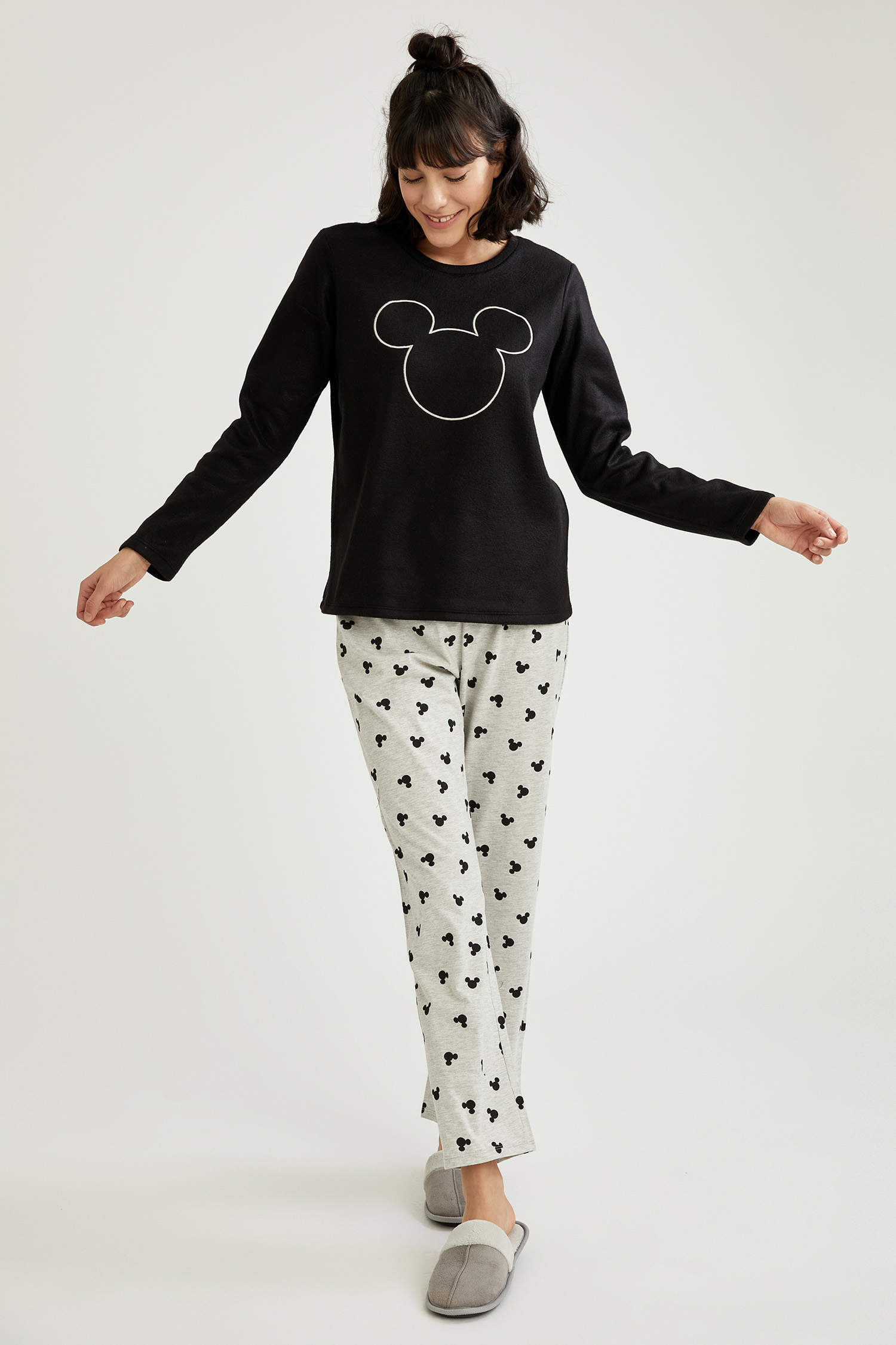 Defacto Mickey Mouse Lisanslı Uzun Kollu Polar Pijama Takımı. 3