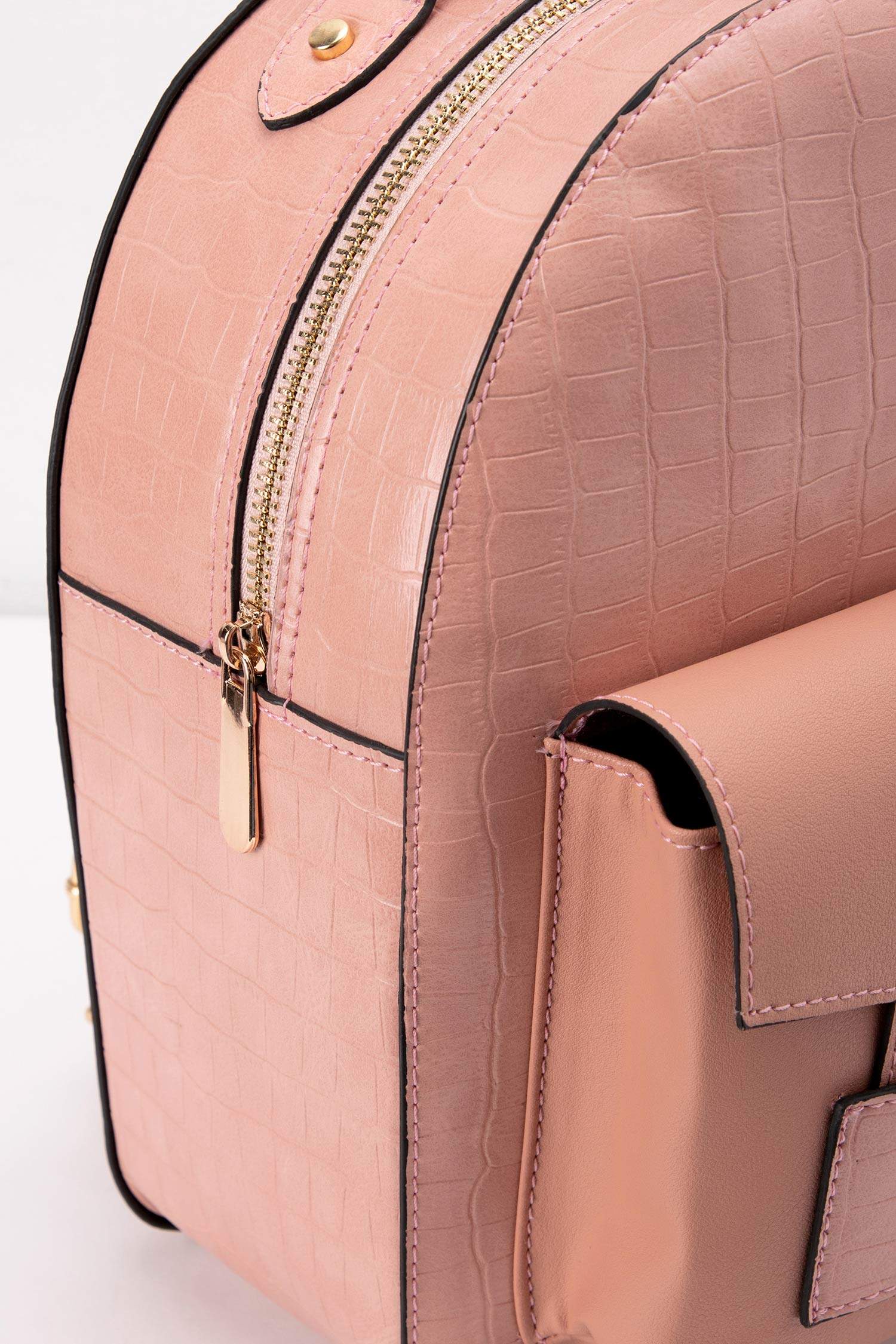 pink faux leather backpack