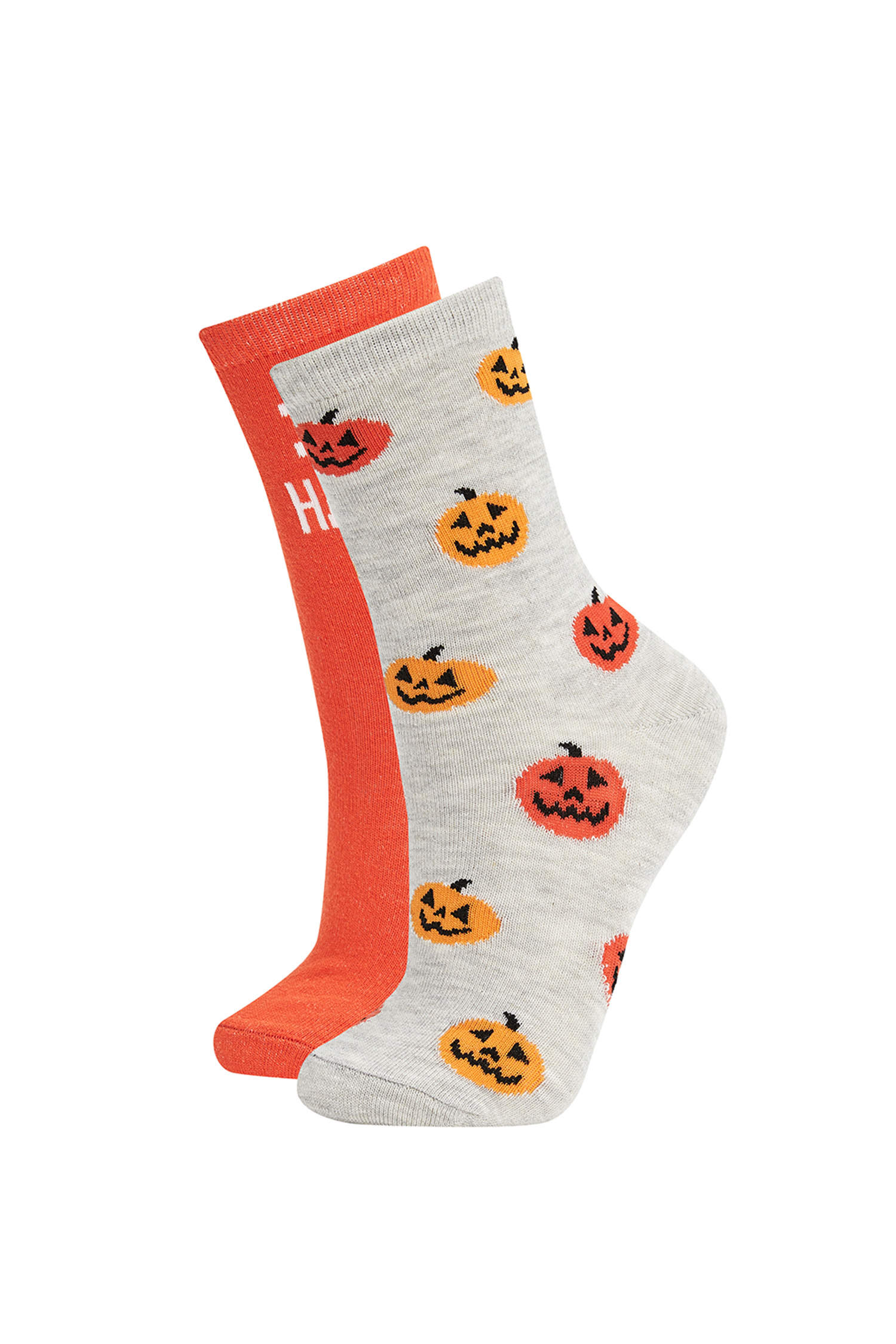 Defacto Kadın Halloween Desenli Pamuklu 2'li Soket Çorap. 1