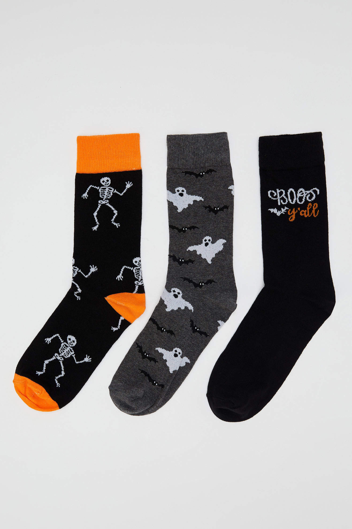 Defacto Erkek Halloween Desenli 3'lü Soket Çorap. 1