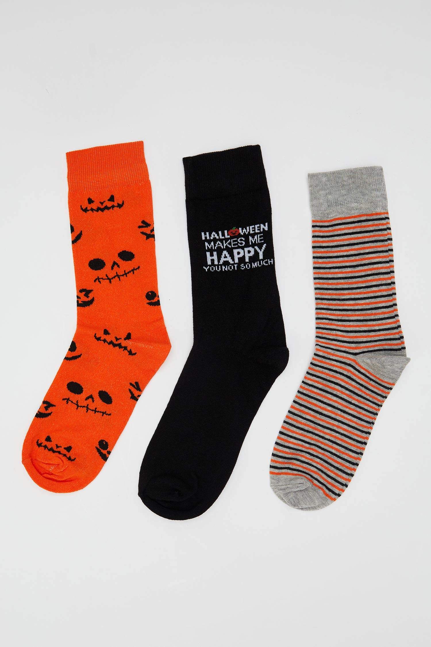 Defacto Halloween Desenli 3'lü Soket Çorap. 1