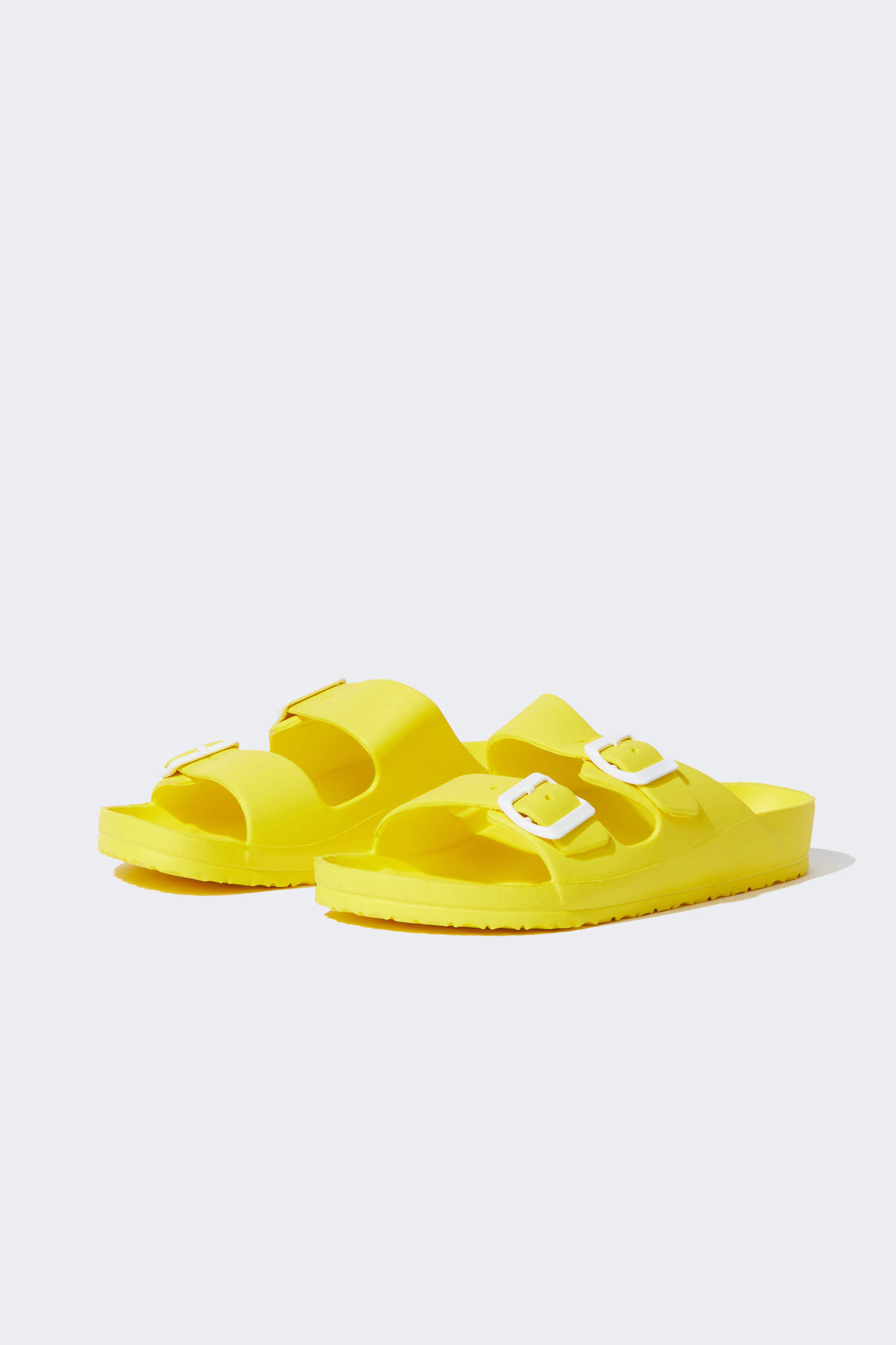 Yellow WOMAN Double Band Buckled Slippers 2349747 | DeFacto