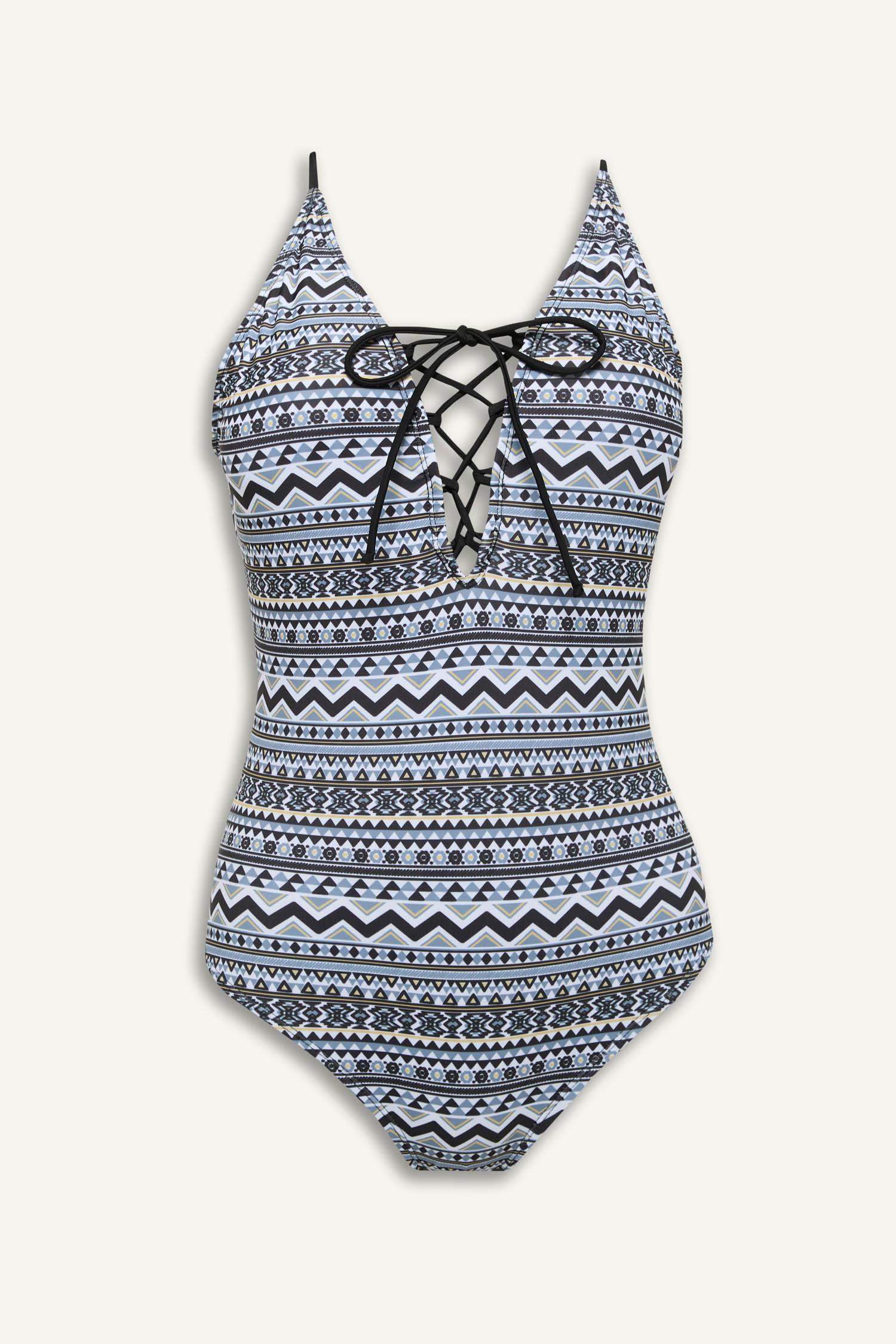 Regular Fit Etnik Desenli Mayo-Fall in Love