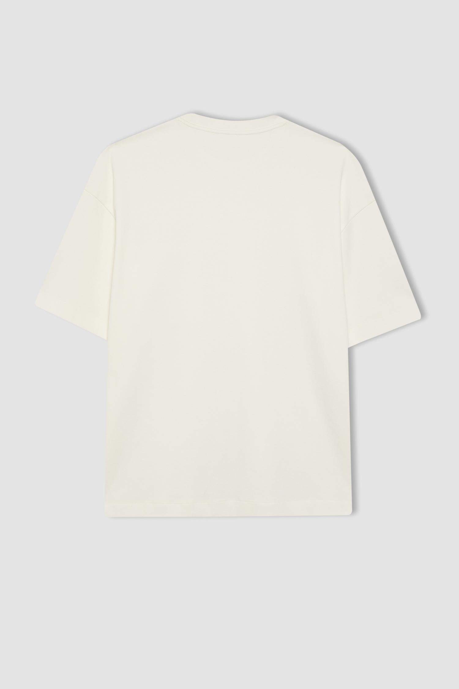 تيشيرت اوفر سايز قطن بيزك بريميوم وياخة مستديرة