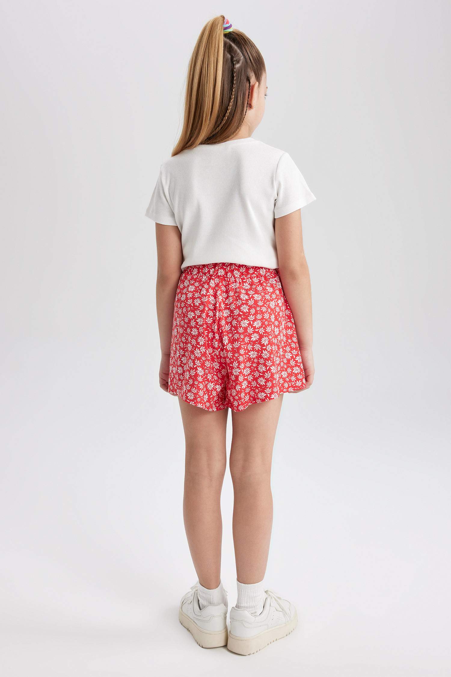 Short en viscose imprimé floral pour fille