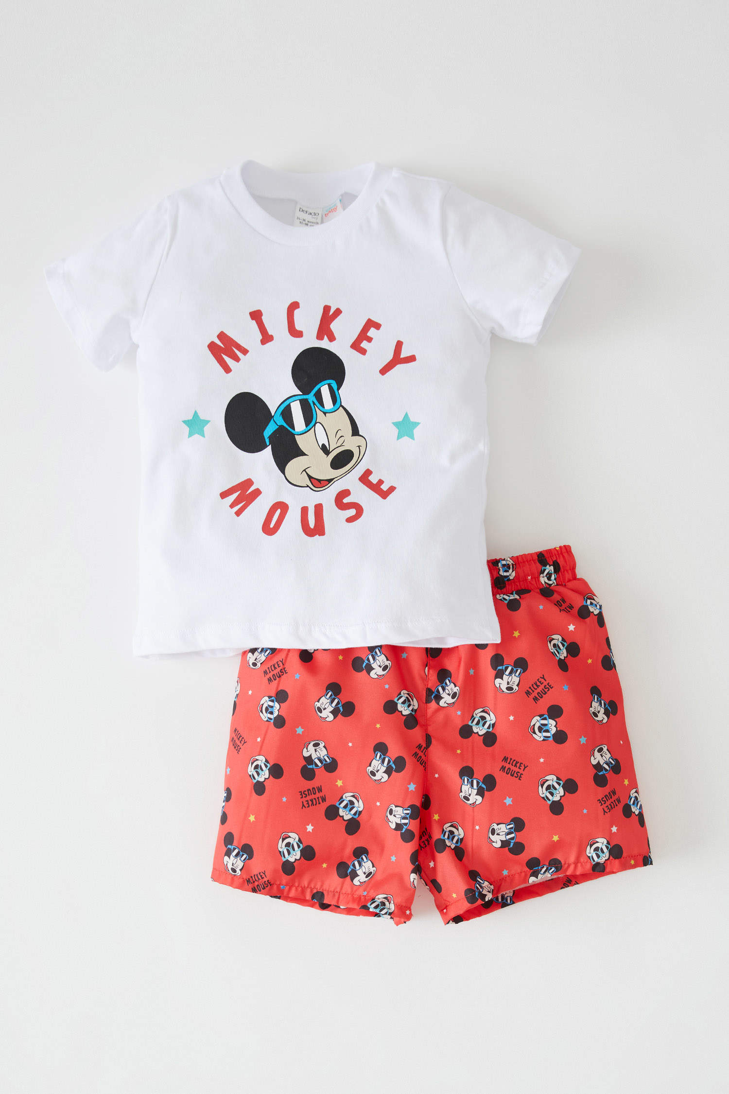 Defacto Erkek Bebek Disney Mickey & Minnie Tiişört Yüzme Şort Takım. 1