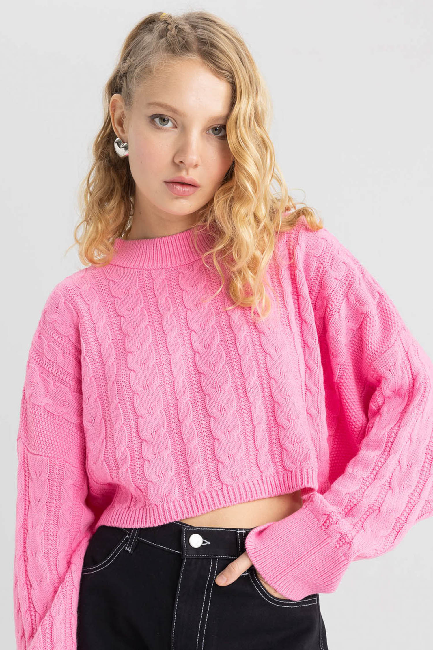 Pink Woman Regular Fit Knitwear Pullover 2833284 | DeFacto