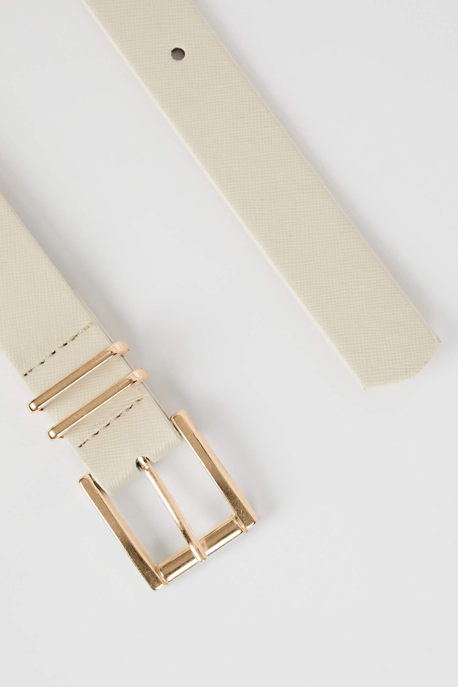 حزام نسائي جلد صناعي بمشبك مربع من قطعتين