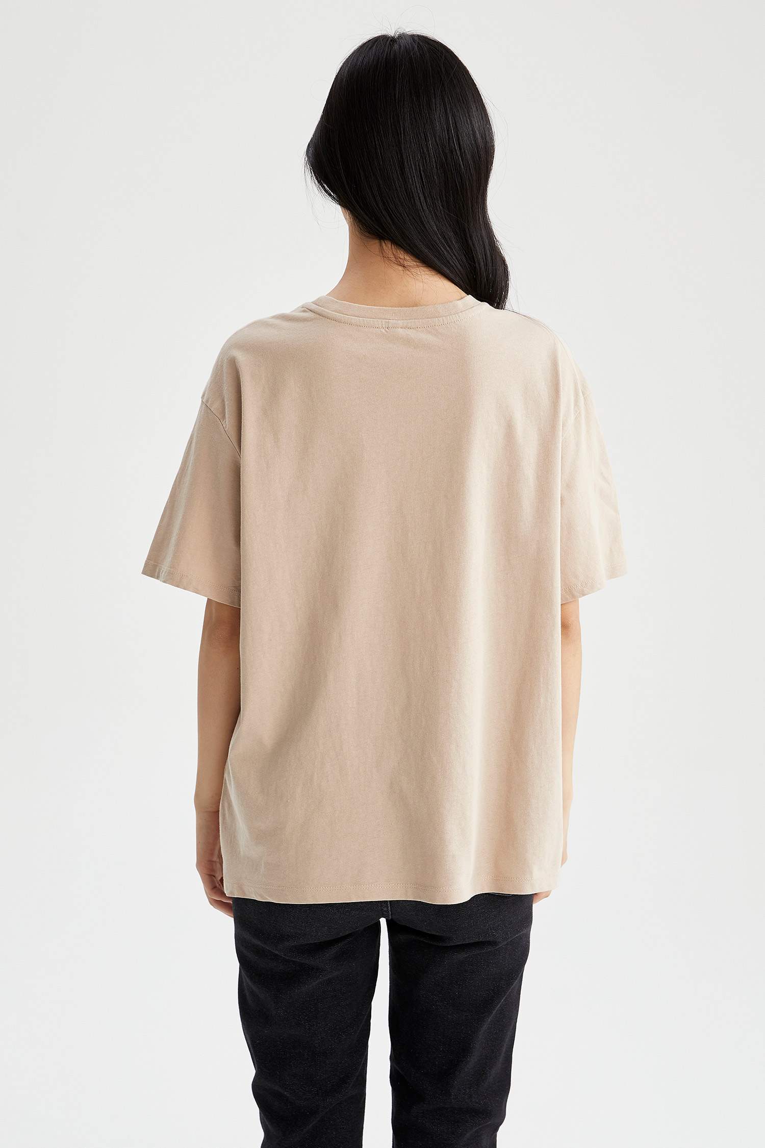 Beige WOMAN Oversized Short Sleeve T-Shirt 2399837 | DeFacto